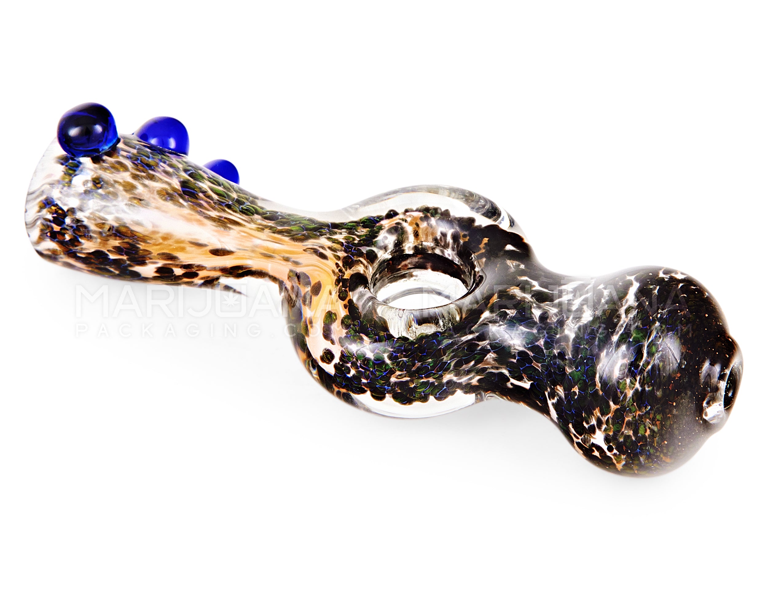 Frit Donut Chillum Hand Pipe w/ Triple Knockers | 4in Long - Glass - Assorted - 5