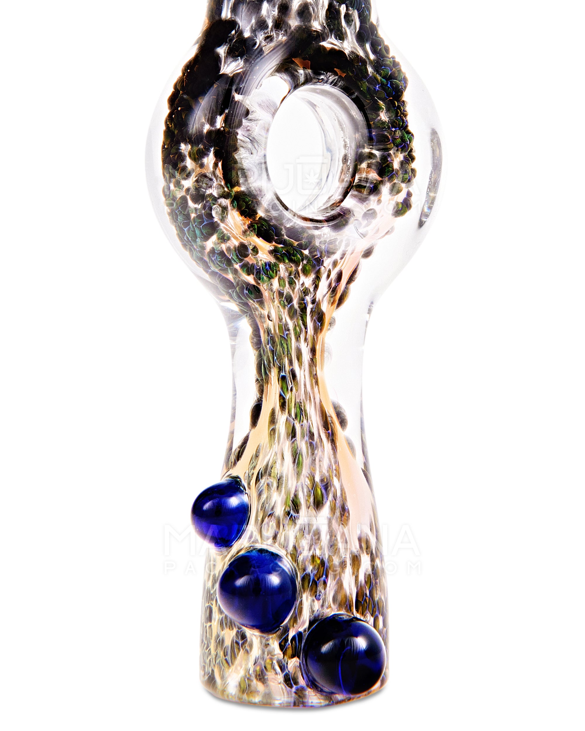Frit Donut Chillum Hand Pipe w/ Triple Knockers | 4in Long - Glass - Assorted - 6