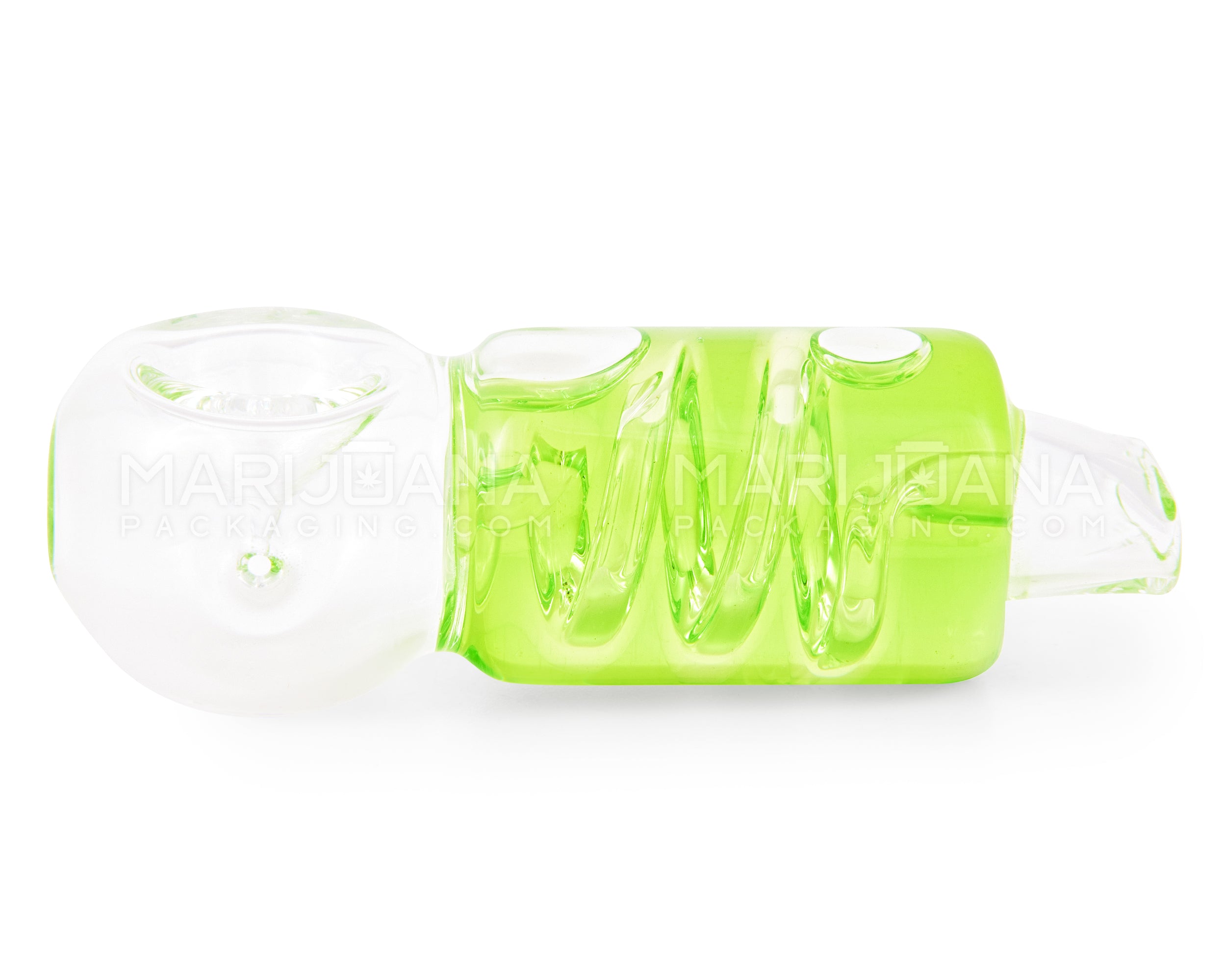 Glycerin Coil Spoon Hand Pipe | 4in Long - Glass - Assorted - 4