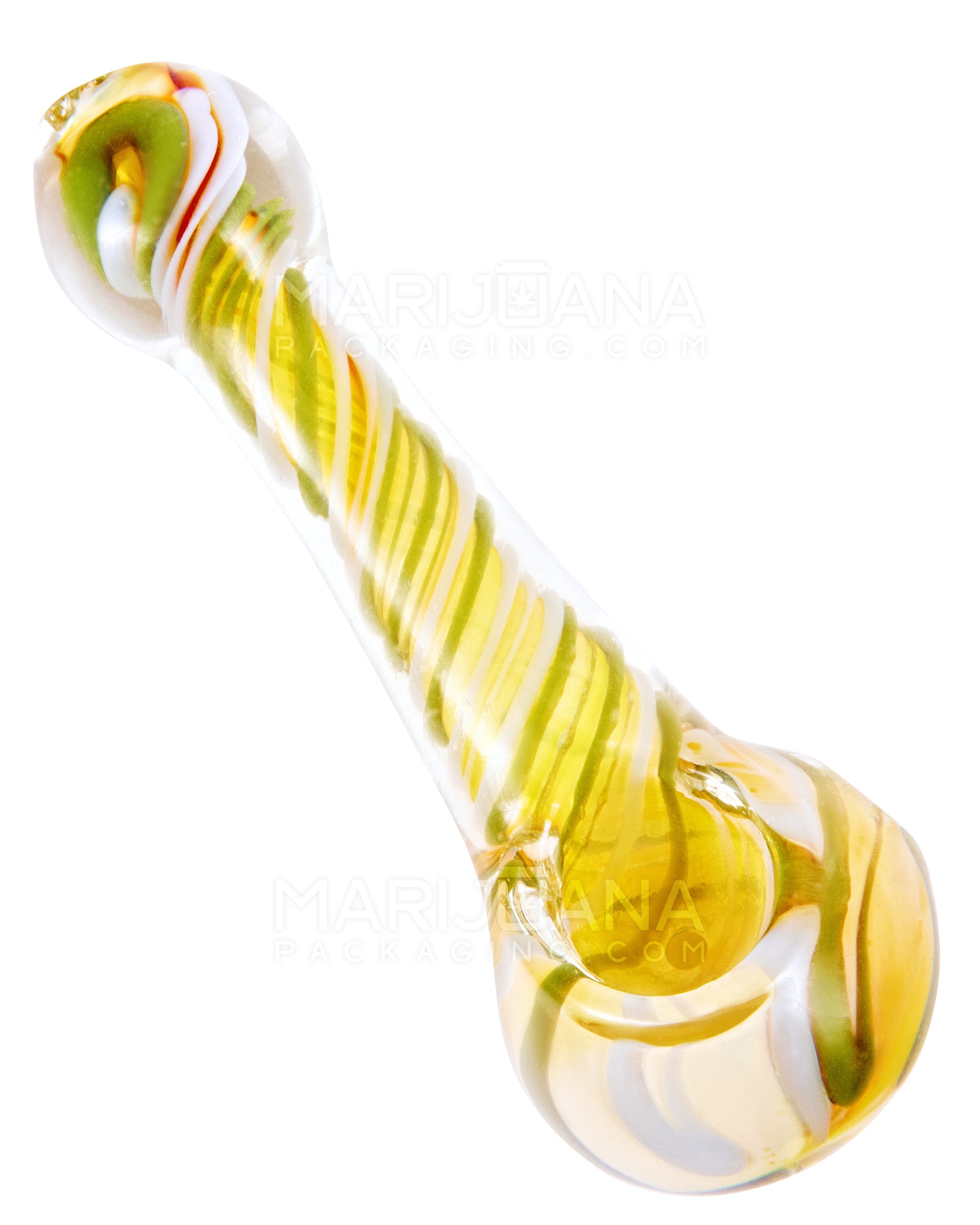 Spiral & Gold Fumed Spoon Hand Pipe | 4in Long - Glass - Assorted - 6