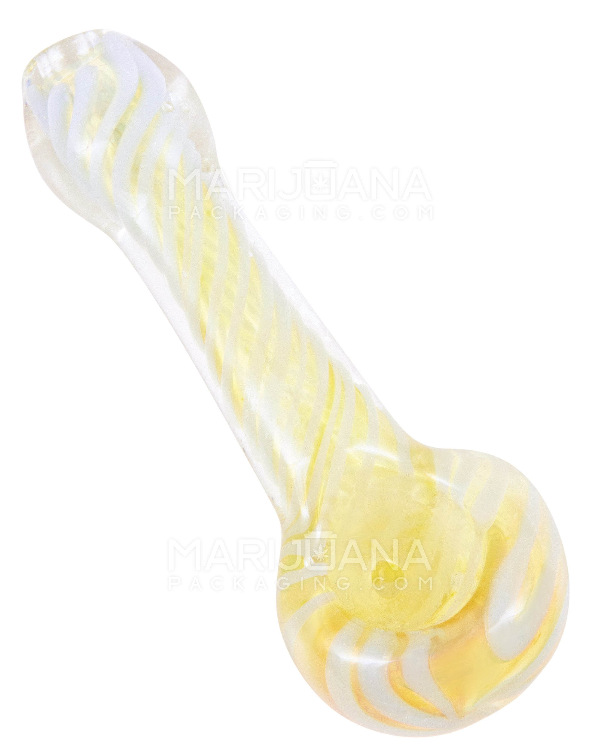 Spiral & Gold Fumed Spoon Hand Pipe | 4in Long - Glass - Assorted - 8