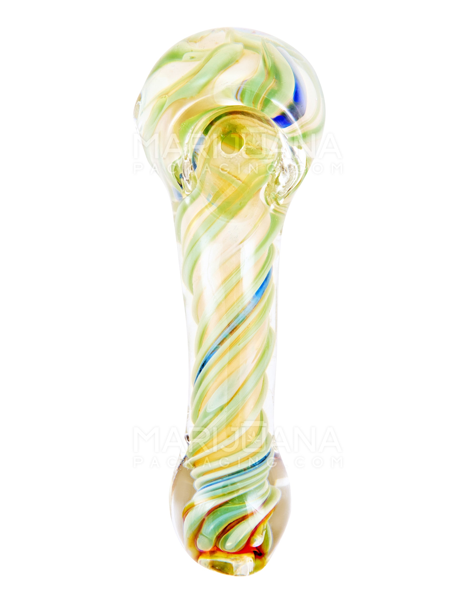 Spiral & Gold Fumed Spoon Hand Pipe | 4in Long - Glass - Assorted - 2
