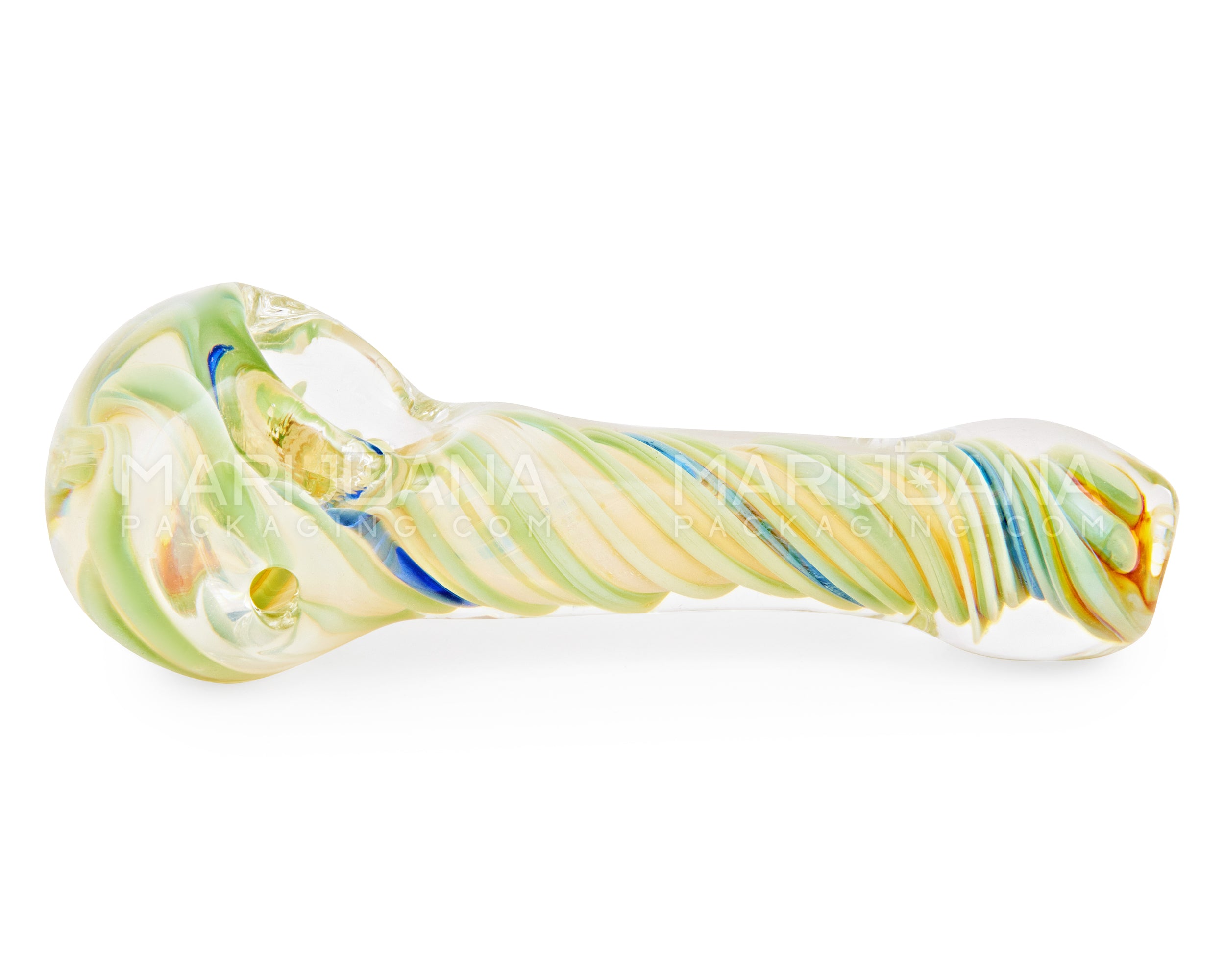 Spiral & Gold Fumed Spoon Hand Pipe | 4in Long - Glass - Assorted - 5