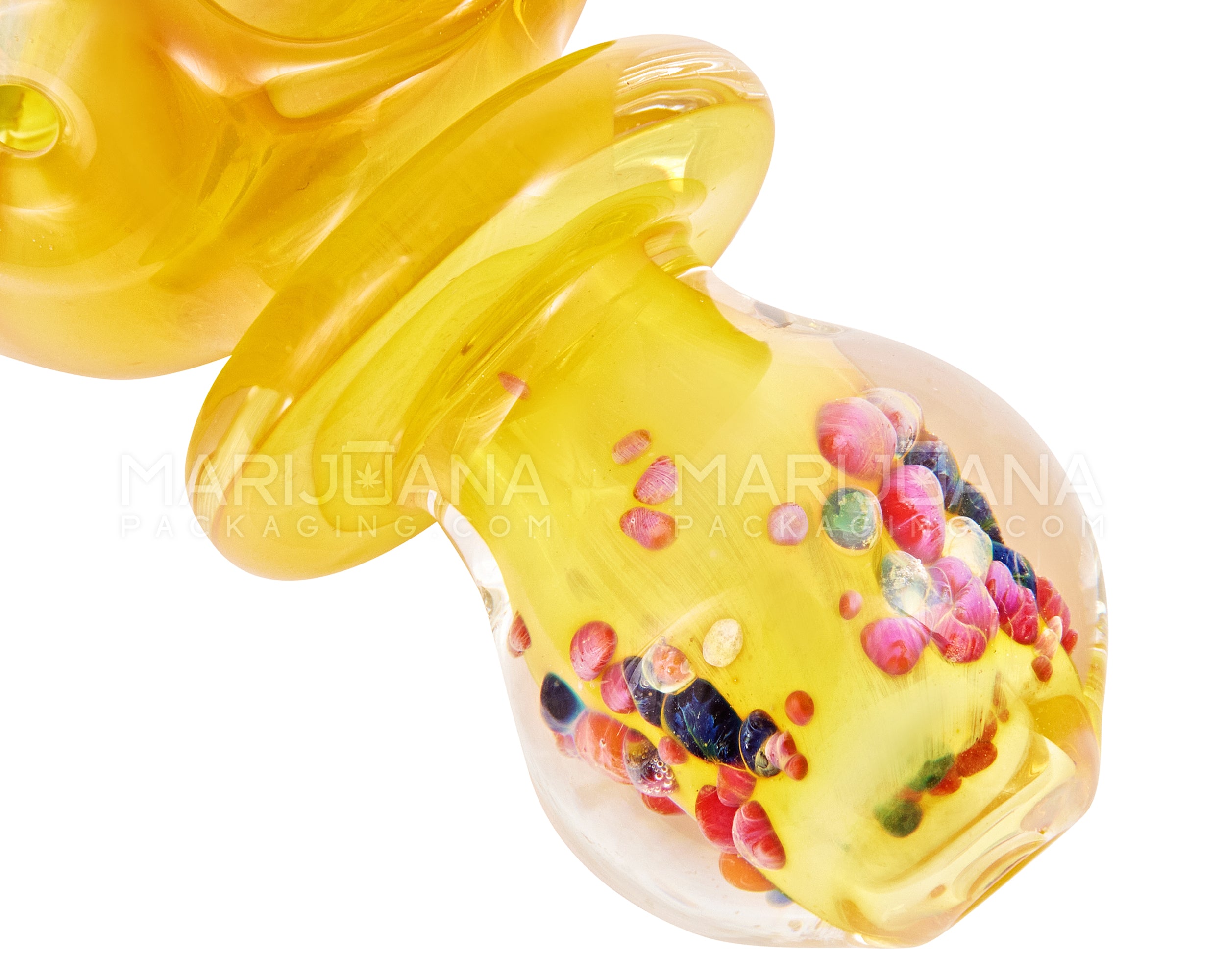 Frit & Gold Fumed Ringed Spoon Hand Pipe | 3.5in Long - Glass - Assorted - 3