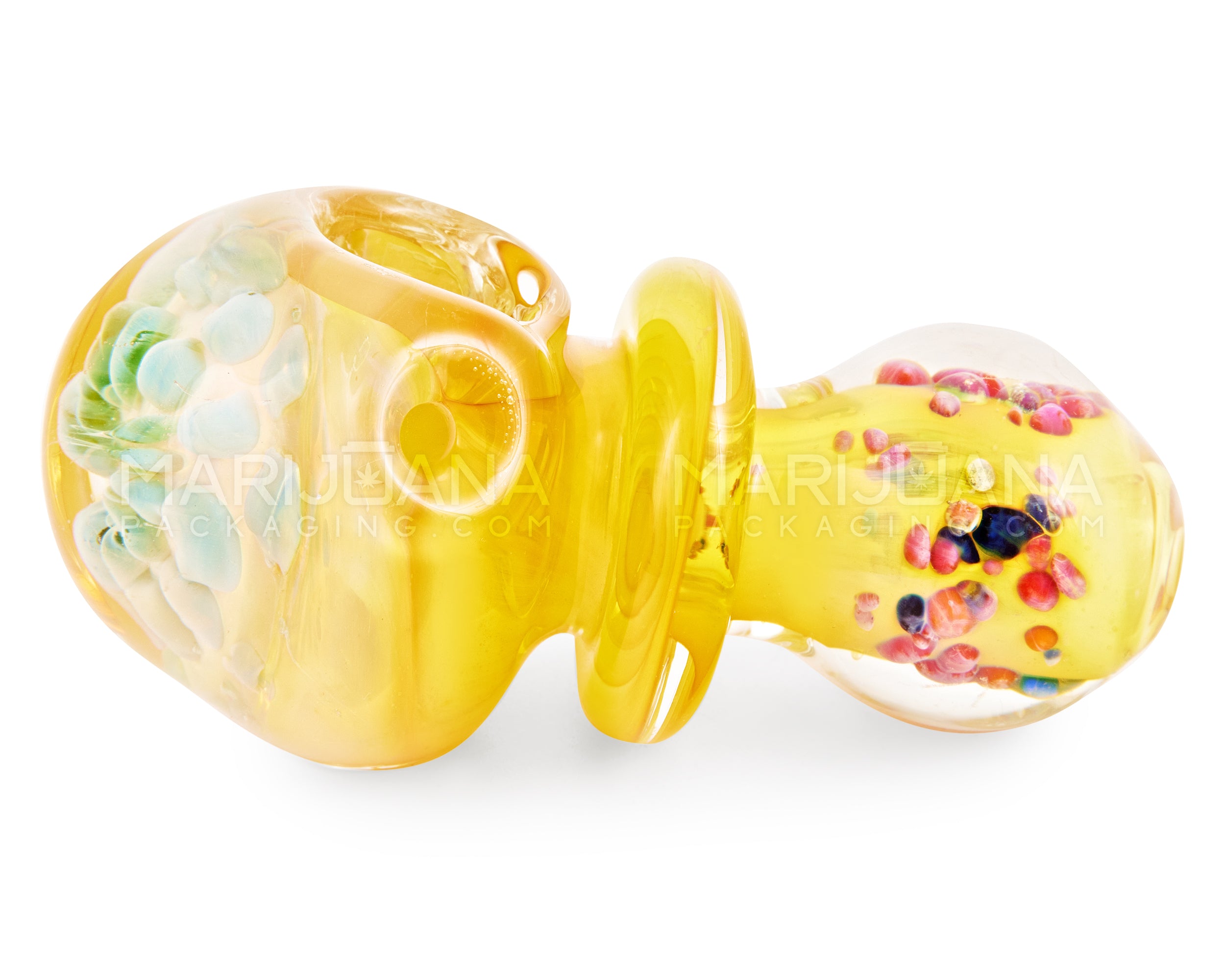 Frit & Gold Fumed Ringed Spoon Hand Pipe | 3.5in Long - Glass - Assorted - 5