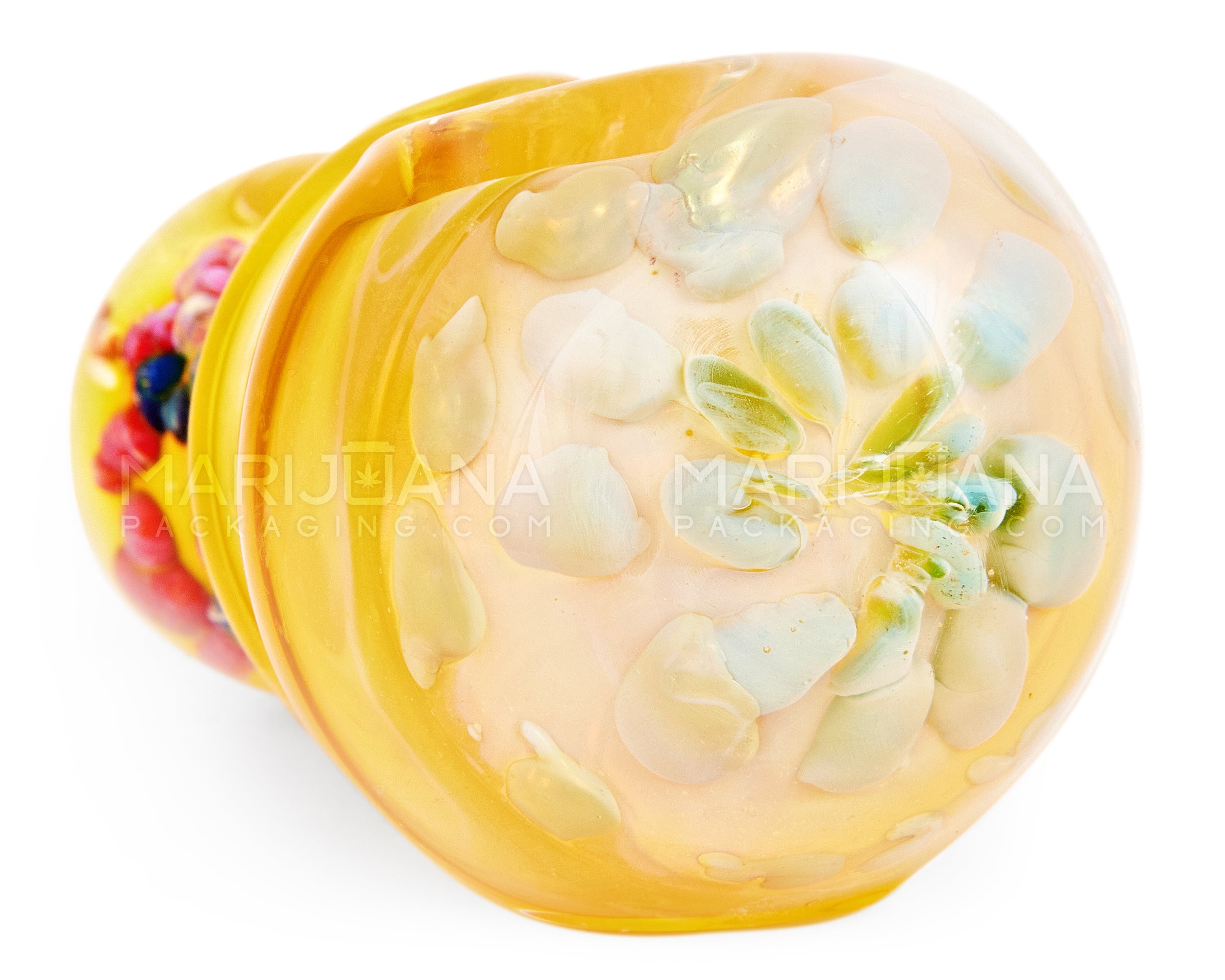 Frit & Gold Fumed Ringed Spoon Hand Pipe | 3.5in Long - Glass - Assorted - 4