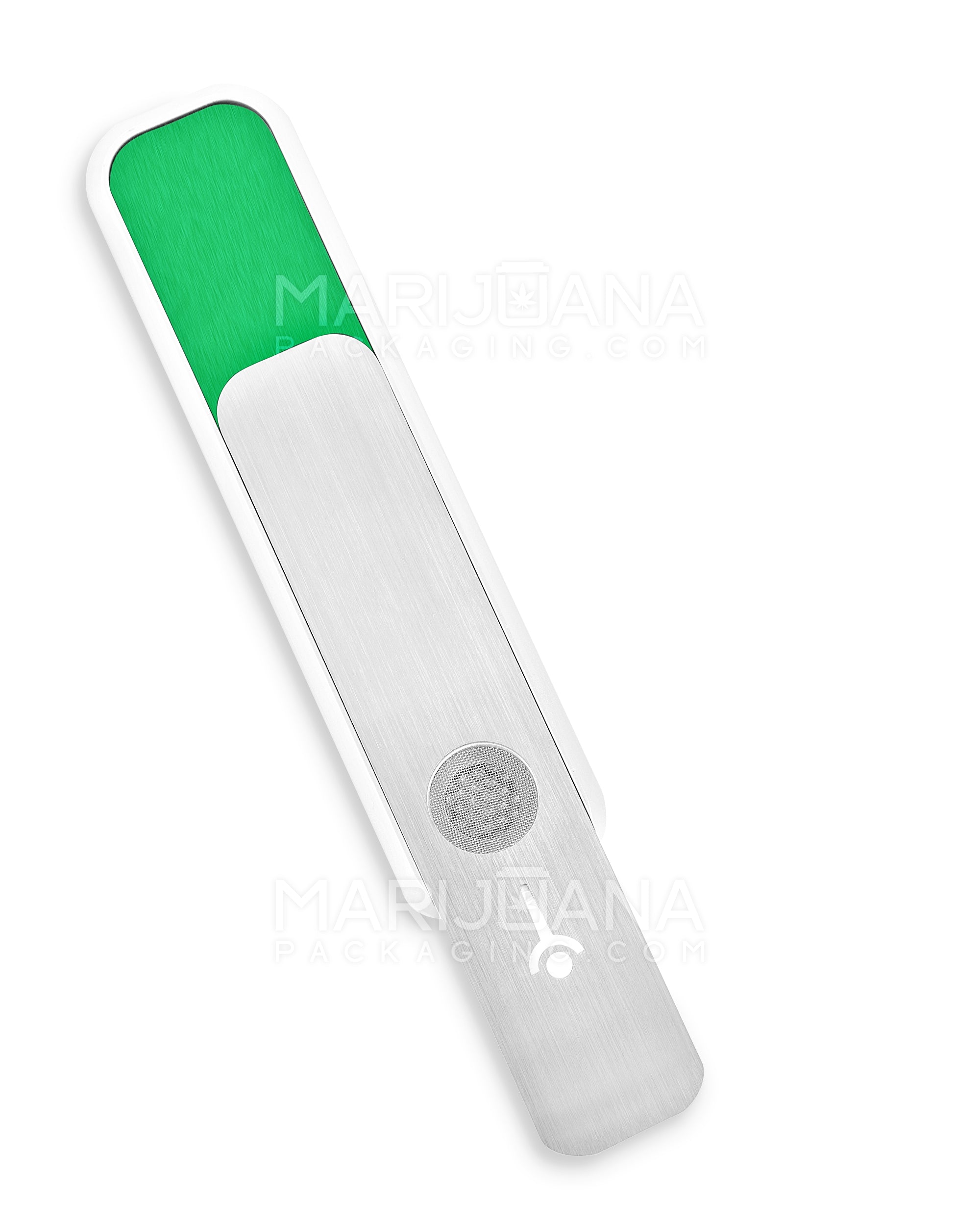 GENIUS PIPE | Classic Color Liberation Magnetic Slider Pipe w/ Silver Slider | 6in Long - Metal - Silver & Green - 4
