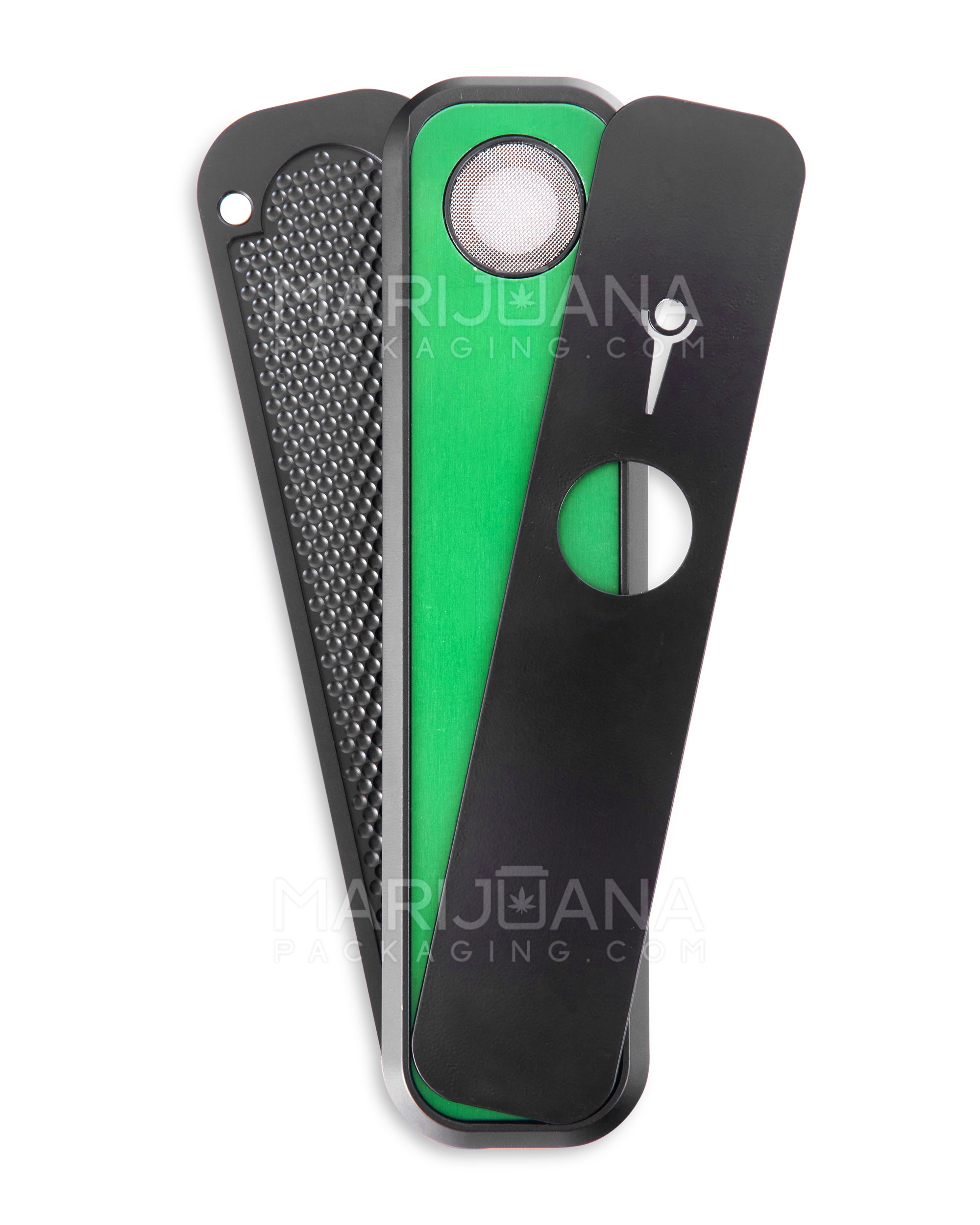 GENIUS PIPE | Classic Color Liberation Magnetic Slider Pipe w/ Black Slider | 6in Long - Metal - Black & Green - 1