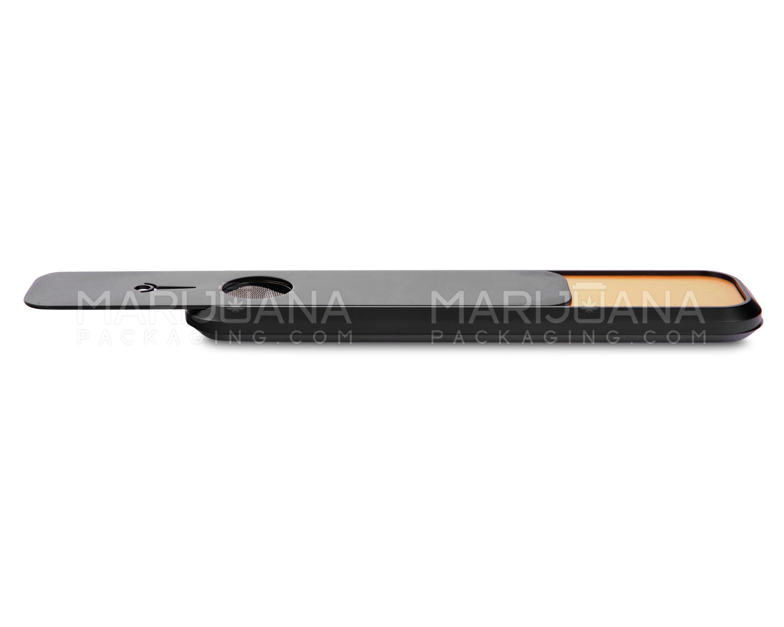 GENIUS PIPE | Classic Color Egyptian Magnetic Slider Pipe w/ Black Slider | 6in Long - Metal - Black & Gold - 9