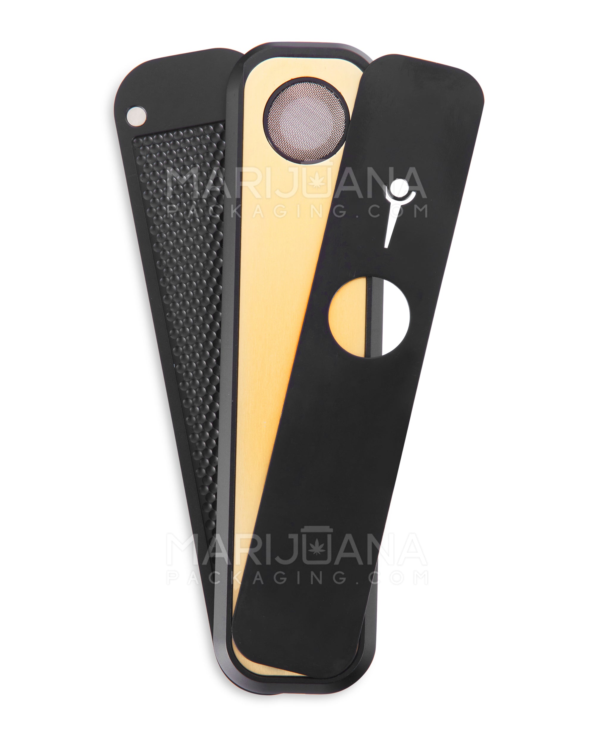 GENIUS PIPE | Classic Color Egyptian Magnetic Slider Pipe w/ Black Slider | 6in Long - Metal - Black & Gold - 1