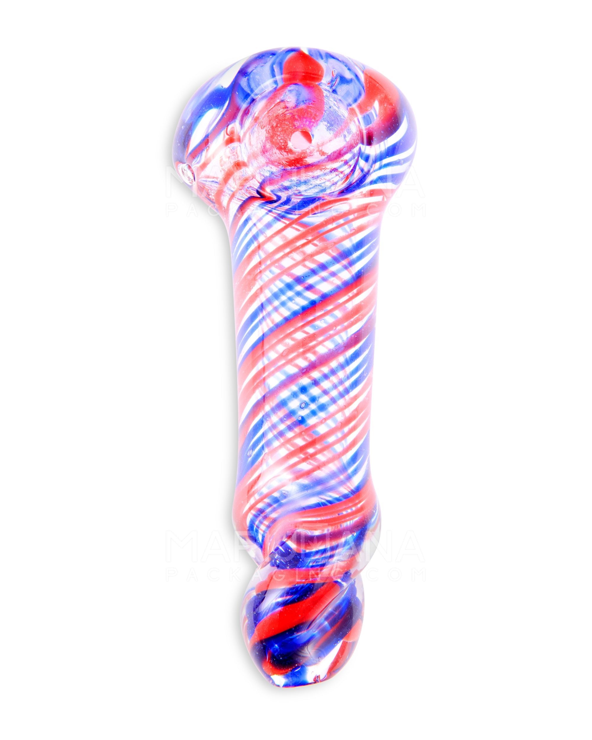 Variety Mouthpiece Spiral Spoon Hand Pipe w/ Ribboning | 4.5in Long - Glass - Assorted - 2