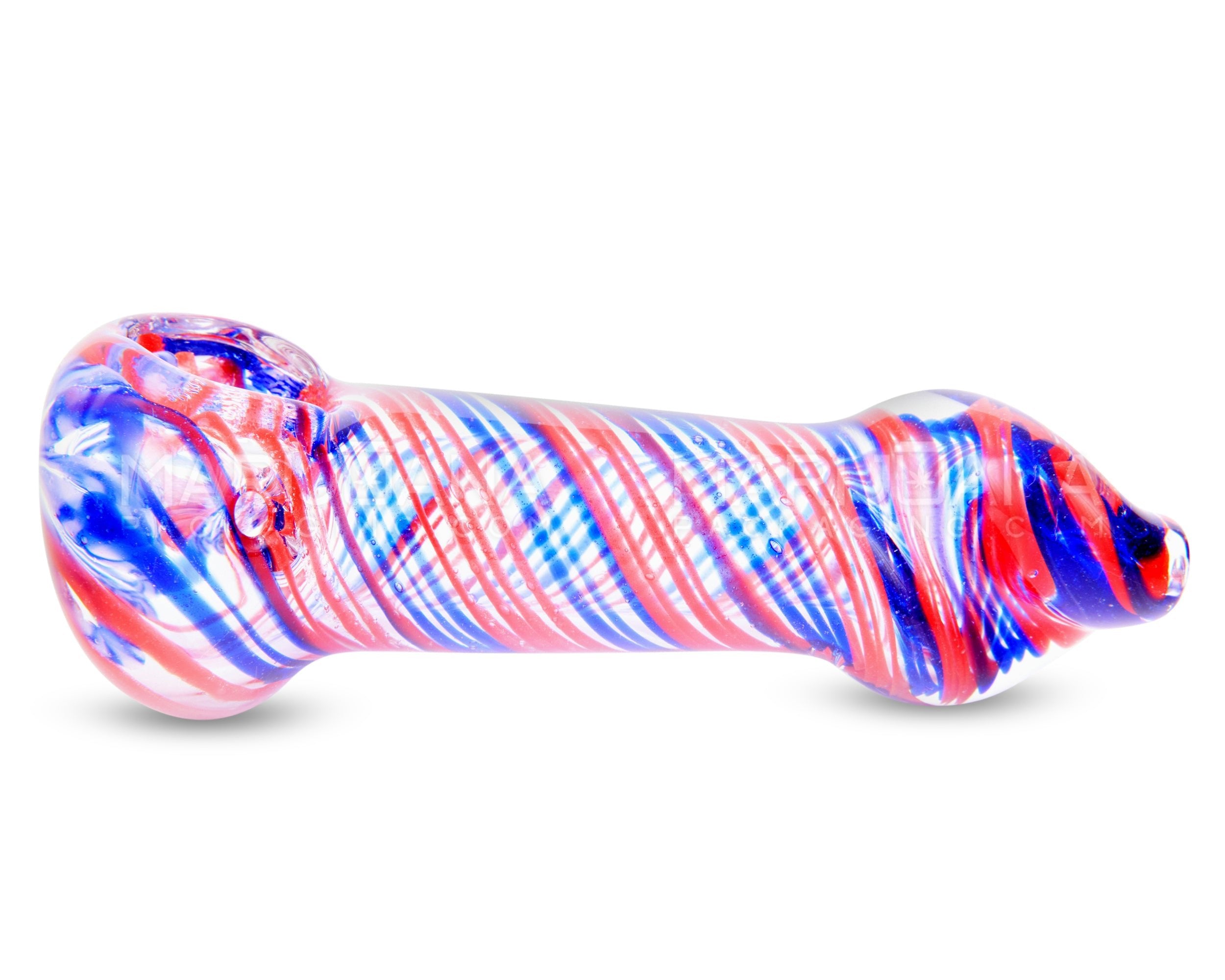 Variety Mouthpiece Spiral Spoon Hand Pipe w/ Ribboning | 4.5in Long - Glass - Assorted - 6