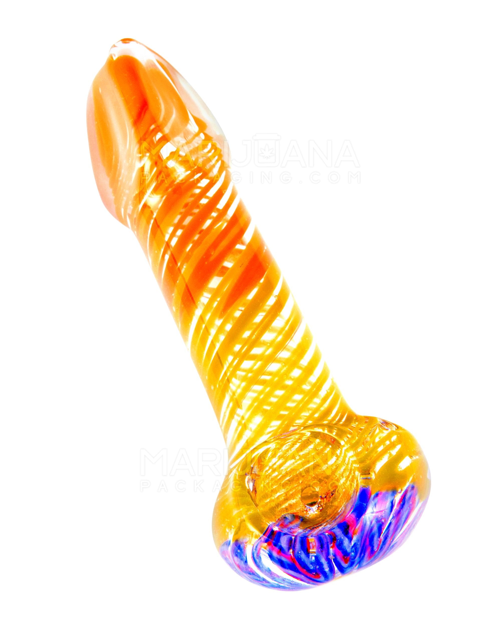Variety Mouthpiece Spiral Spoon Hand Pipe w/ Ribboning | 4.5in Long - Glass - Assorted - 8