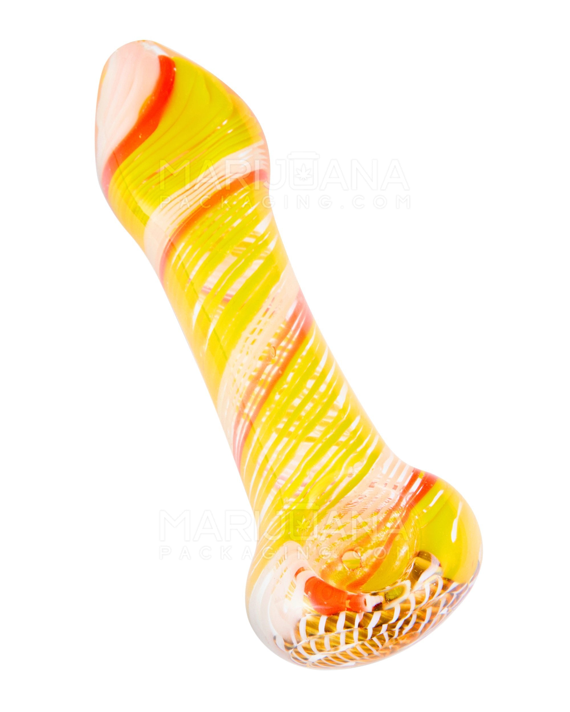 Variety Mouthpiece Spiral Spoon Hand Pipe w/ Ribboning | 4.5in Long - Glass - Assorted - 7