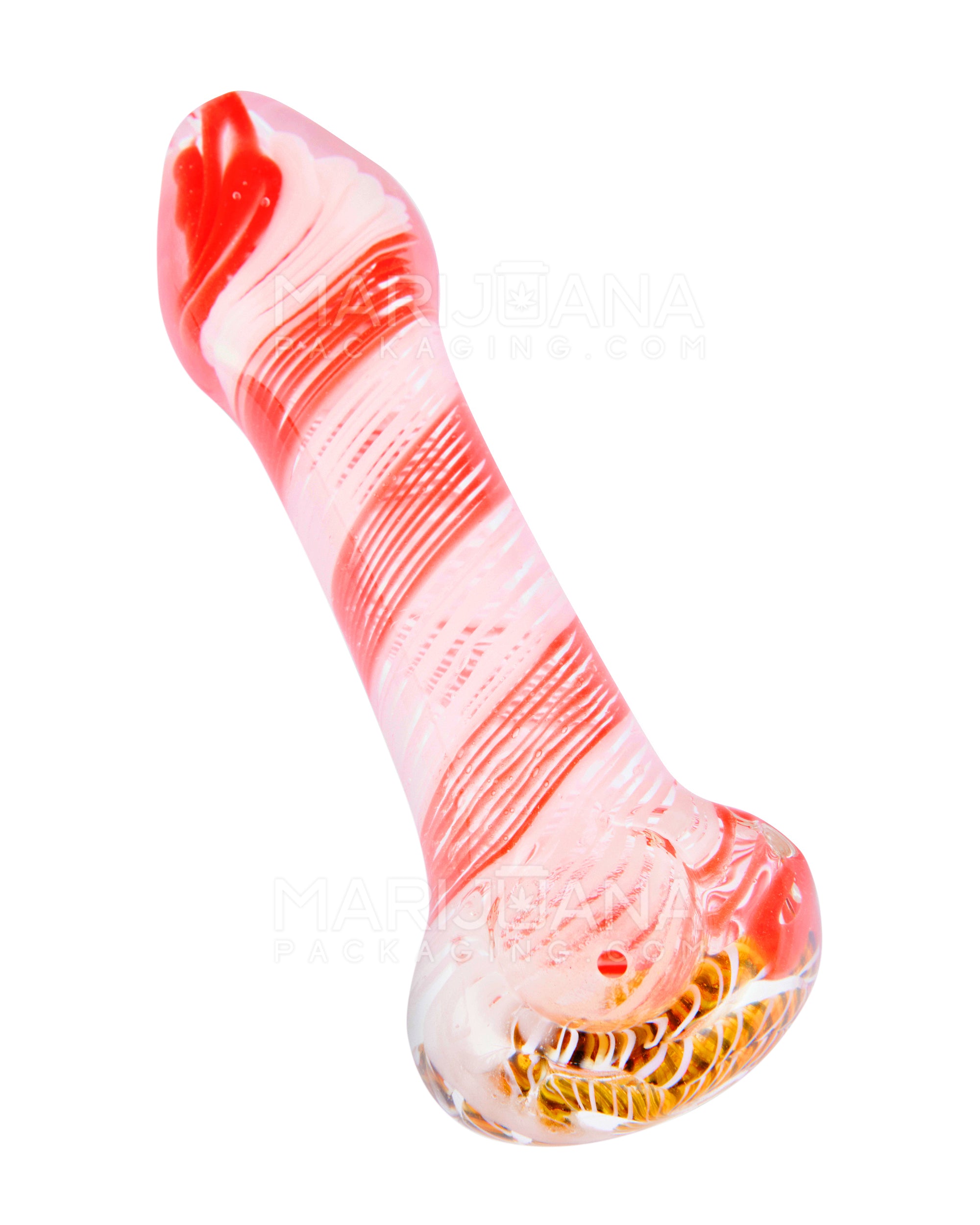 Variety Mouthpiece Spiral Spoon Hand Pipe w/ Ribboning | 4.5in Long - Glass - Assorted - 9