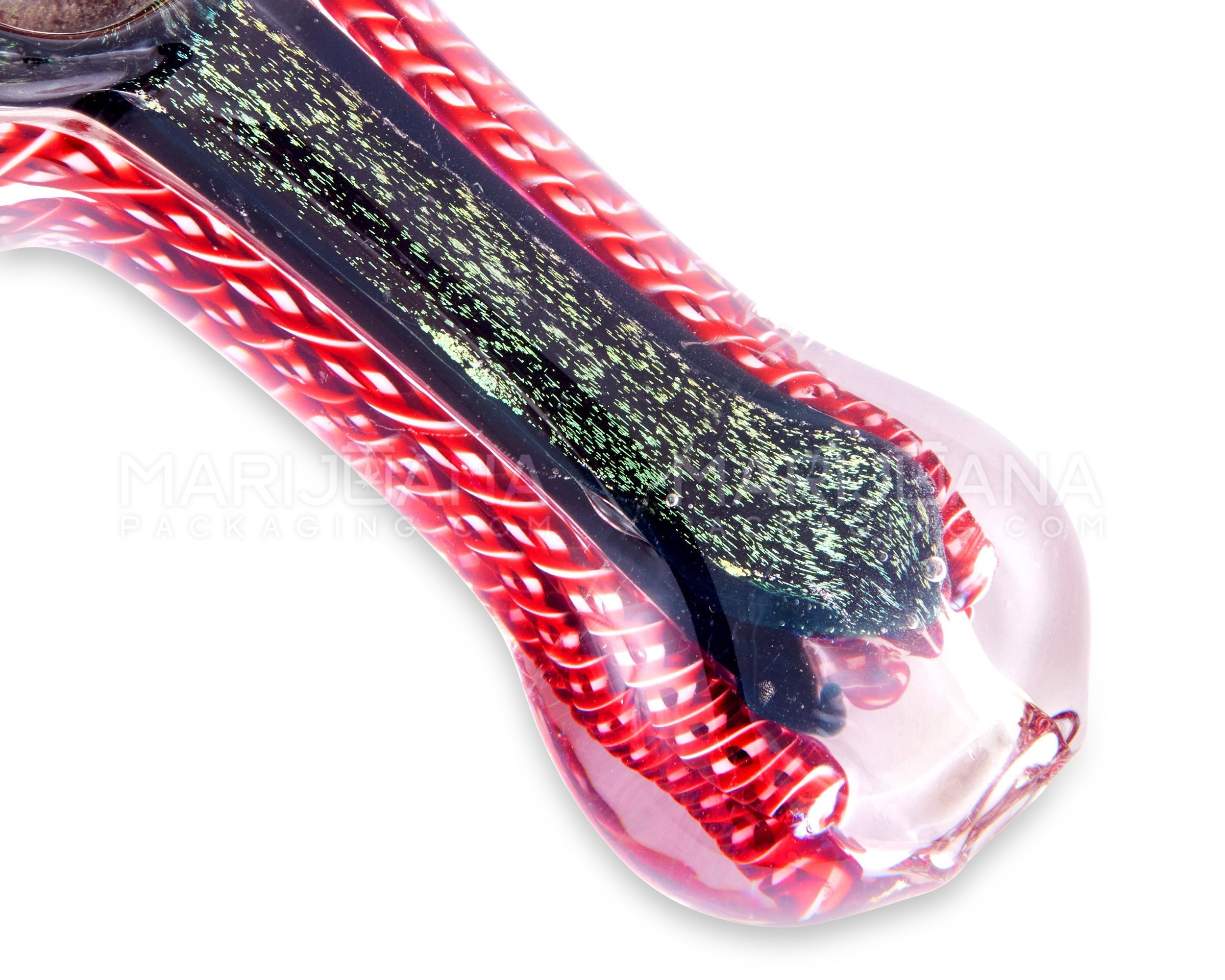 Dichro & Swirl Spoon Hand Pipe w/ Ribboning | 3.5in Long - Glass - Assorted - 3