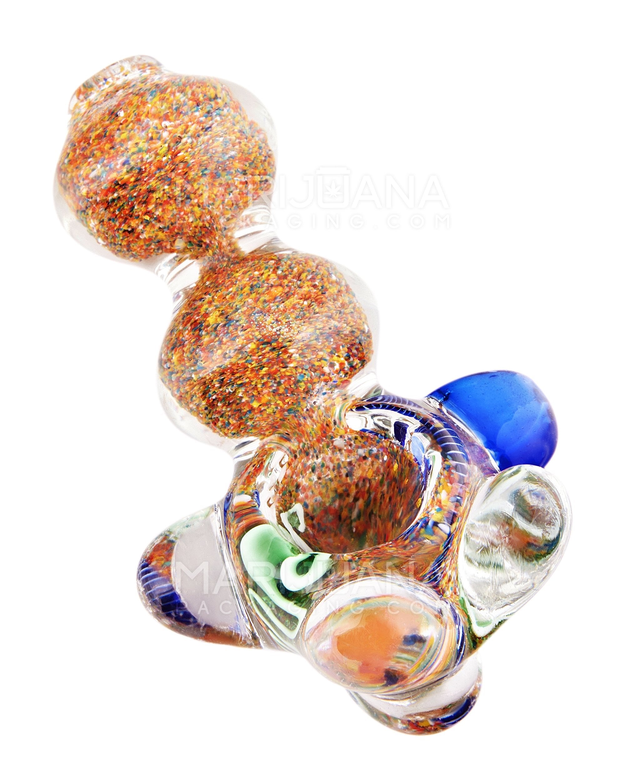 Swirl & Fumed Bulged Spoon Hand Pipe w/ Multi Knockers & Ribboning | 4.5in Long - Glass - Assorted - 1