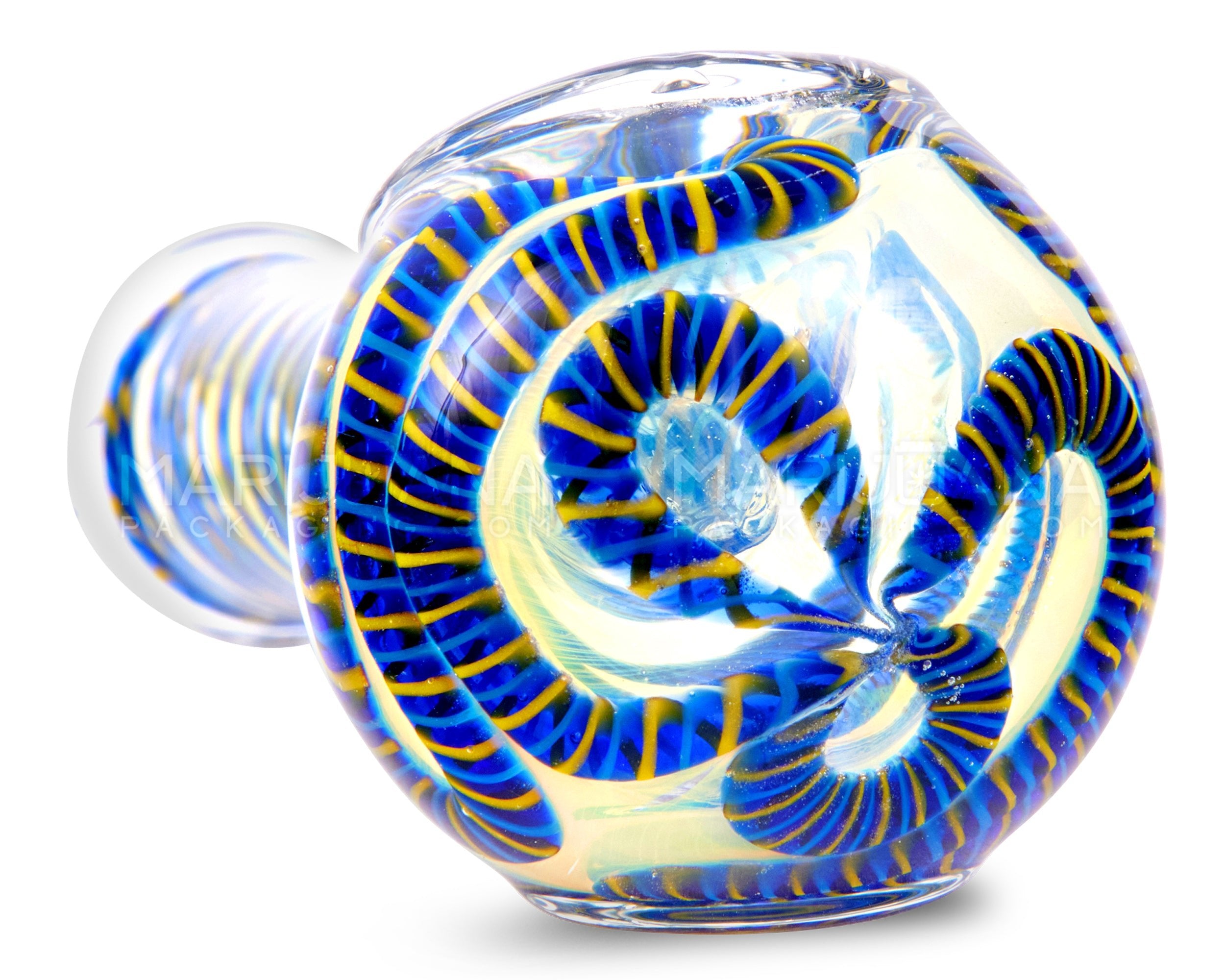 Spiral & Blue Fumed Spoon Hand Pipe w/ Ribboning | 5in Long - Glass - Assorted - 4