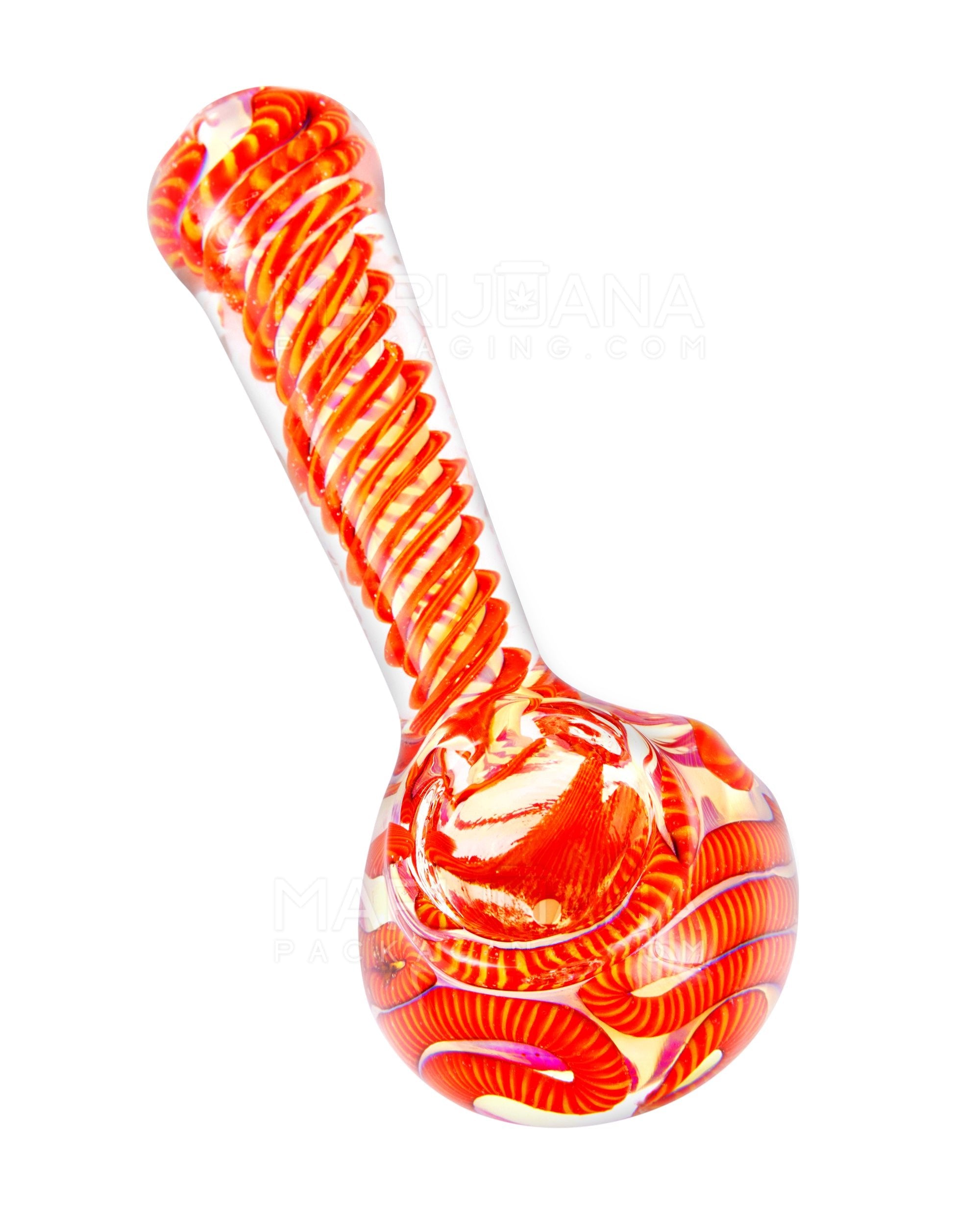Spiral & Blue Fumed Spoon Hand Pipe w/ Ribboning | 5in Long - Glass - Assorted - 6