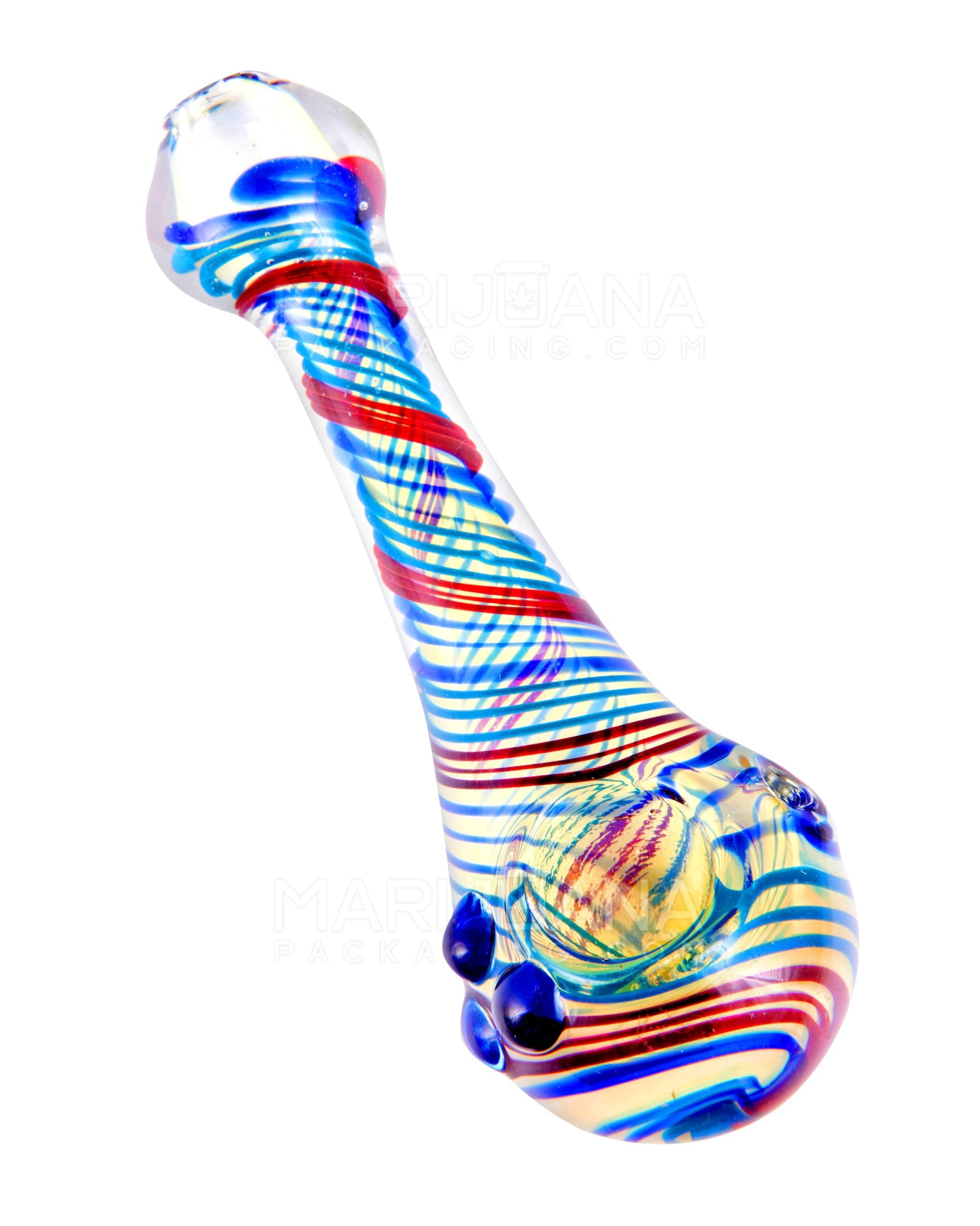 Spiral & Fumed Spoon Hand Pipe w/ Triple Knockers | 4.5in Long - Glass - Assorted - 6