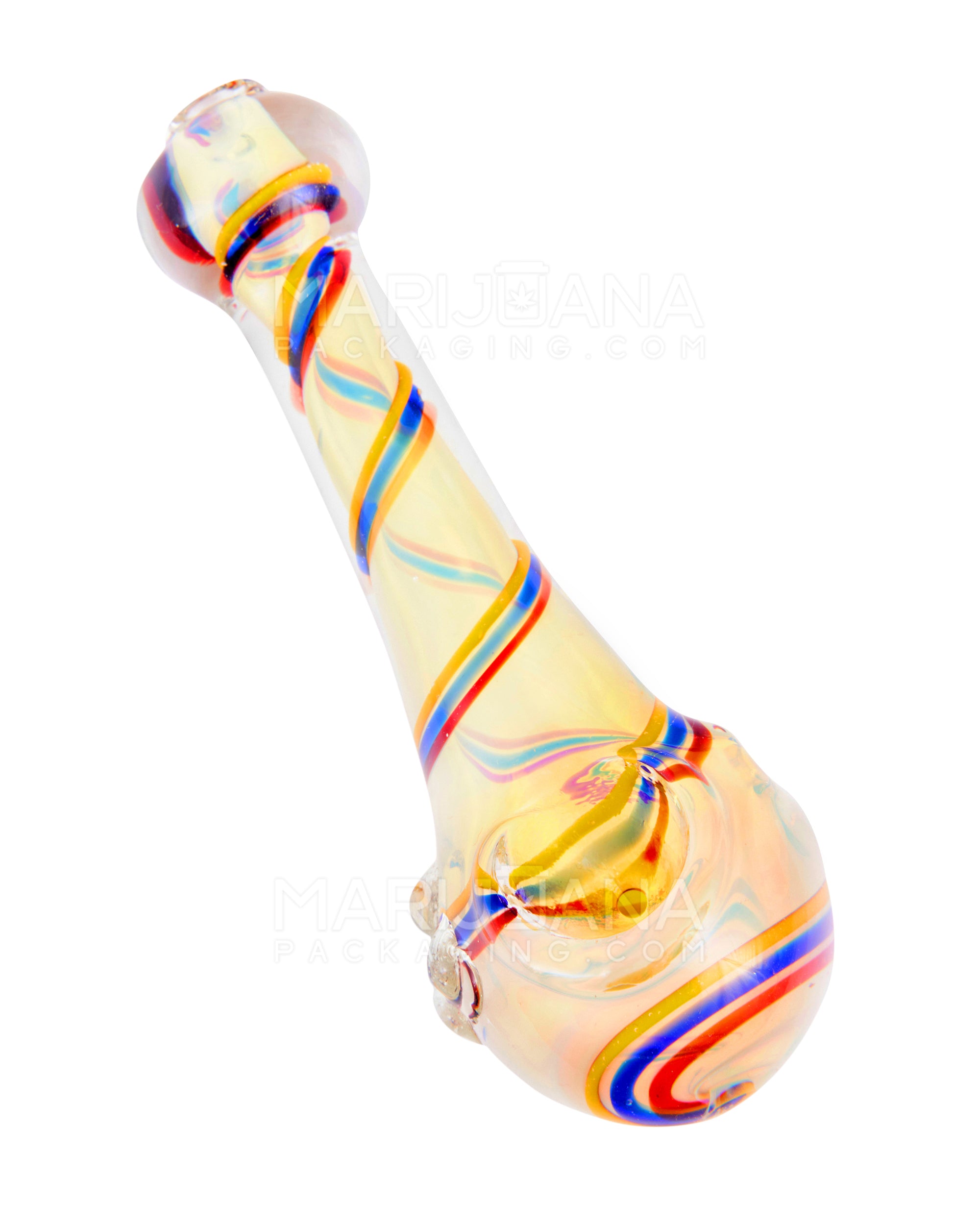 Spiral & Fumed Spoon Hand Pipe w/ Triple Knockers | 4.5in Long - Glass - Assorted - 7