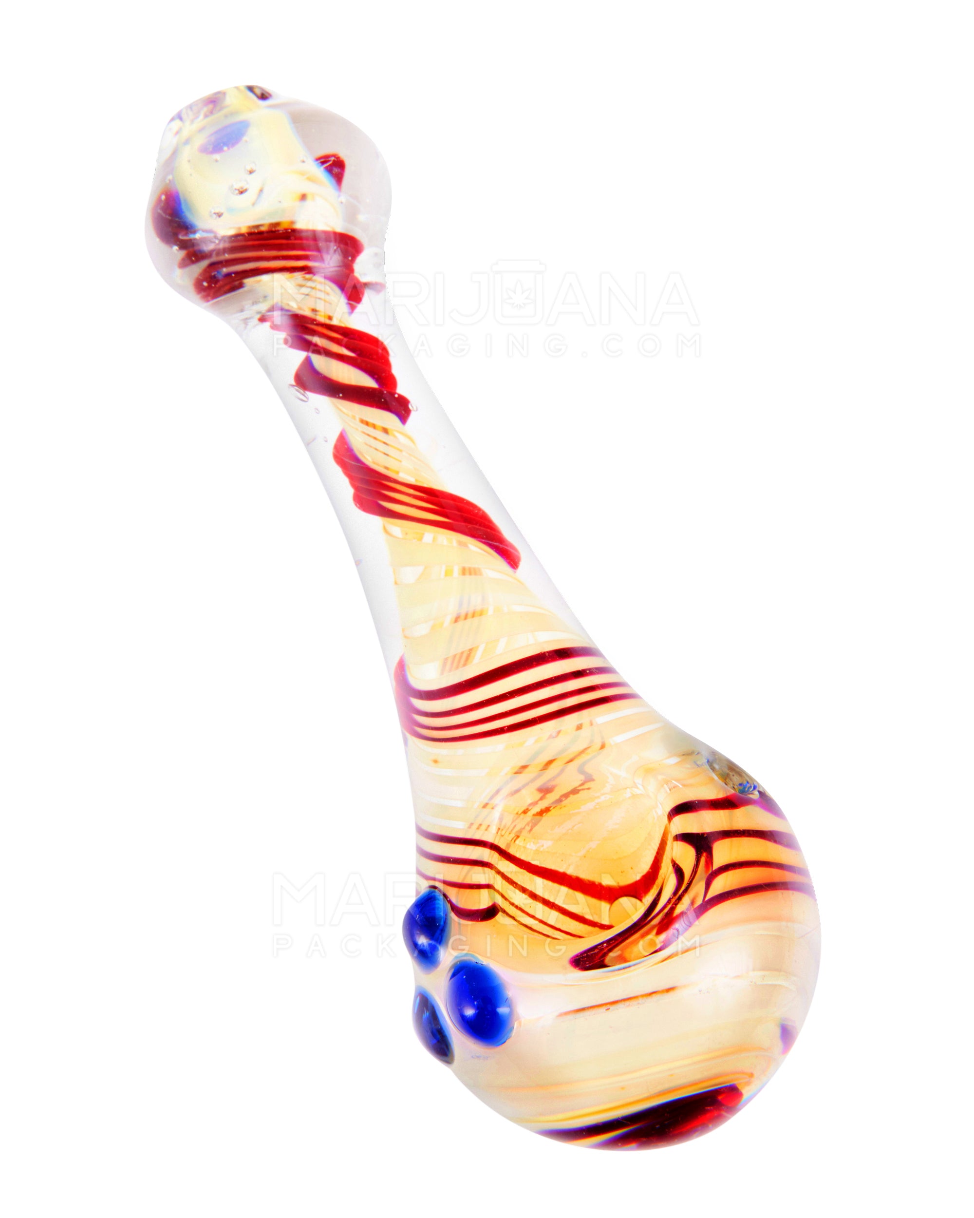 Spiral & Fumed Spoon Hand Pipe w/ Triple Knockers | 4.5in Long - Glass - Assorted - 8