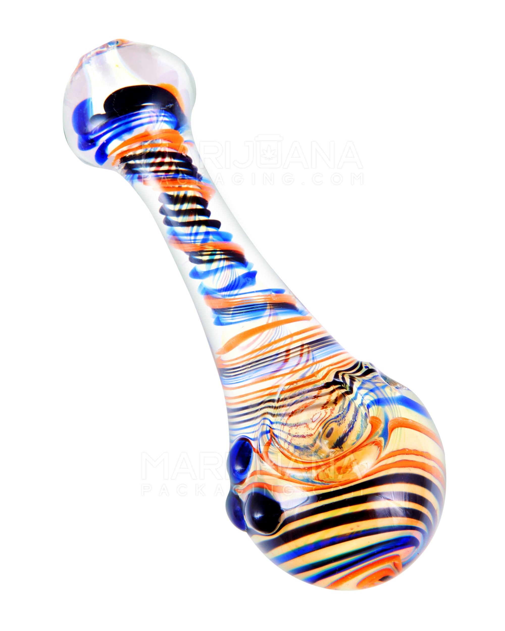 Spiral & Fumed Spoon Hand Pipe w/ Triple Knockers | 4.5in Long - Glass - Assorted - 1