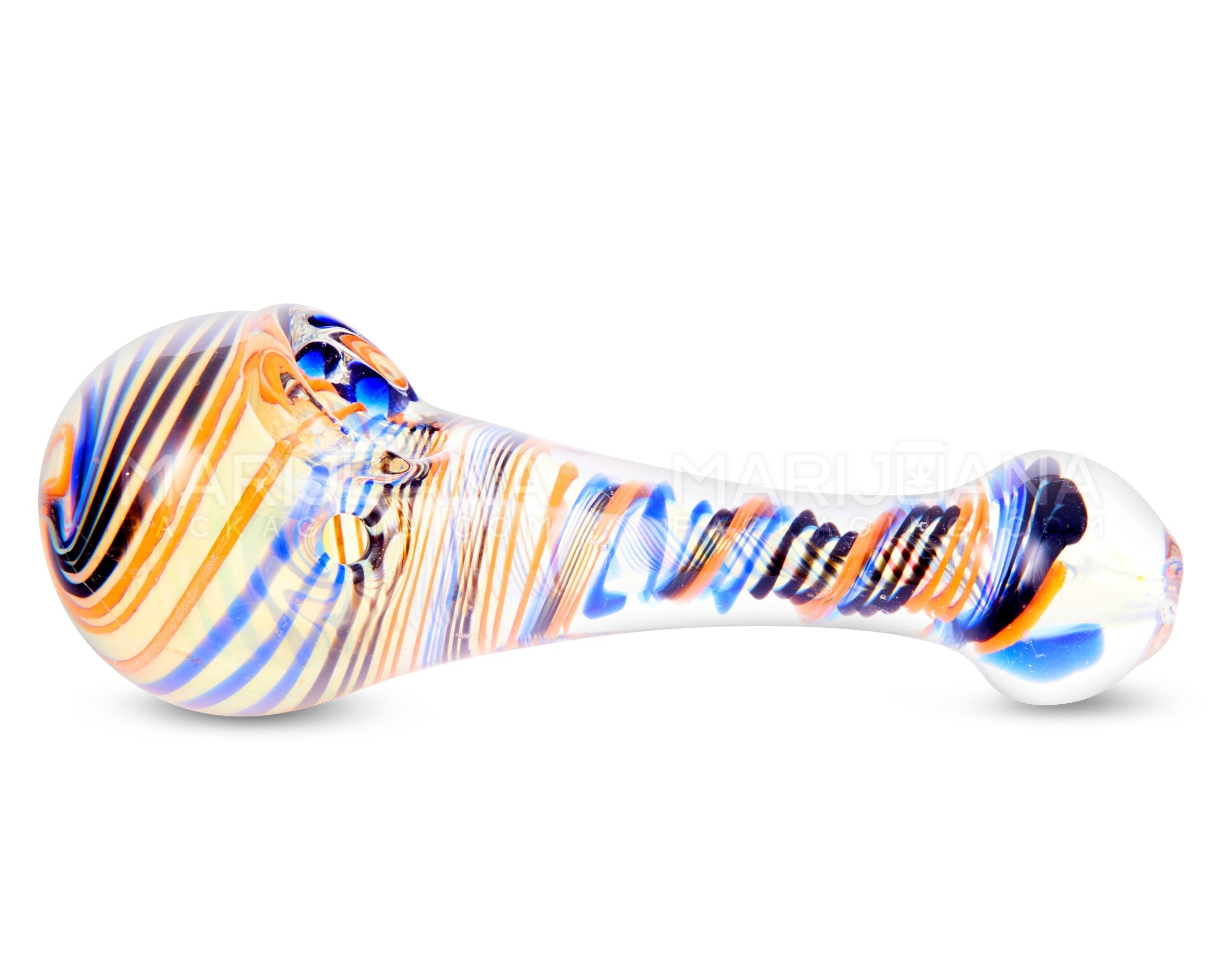 Spiral & Fumed Spoon Hand Pipe w/ Triple Knockers | 4.5in Long - Glass - Assorted - 5