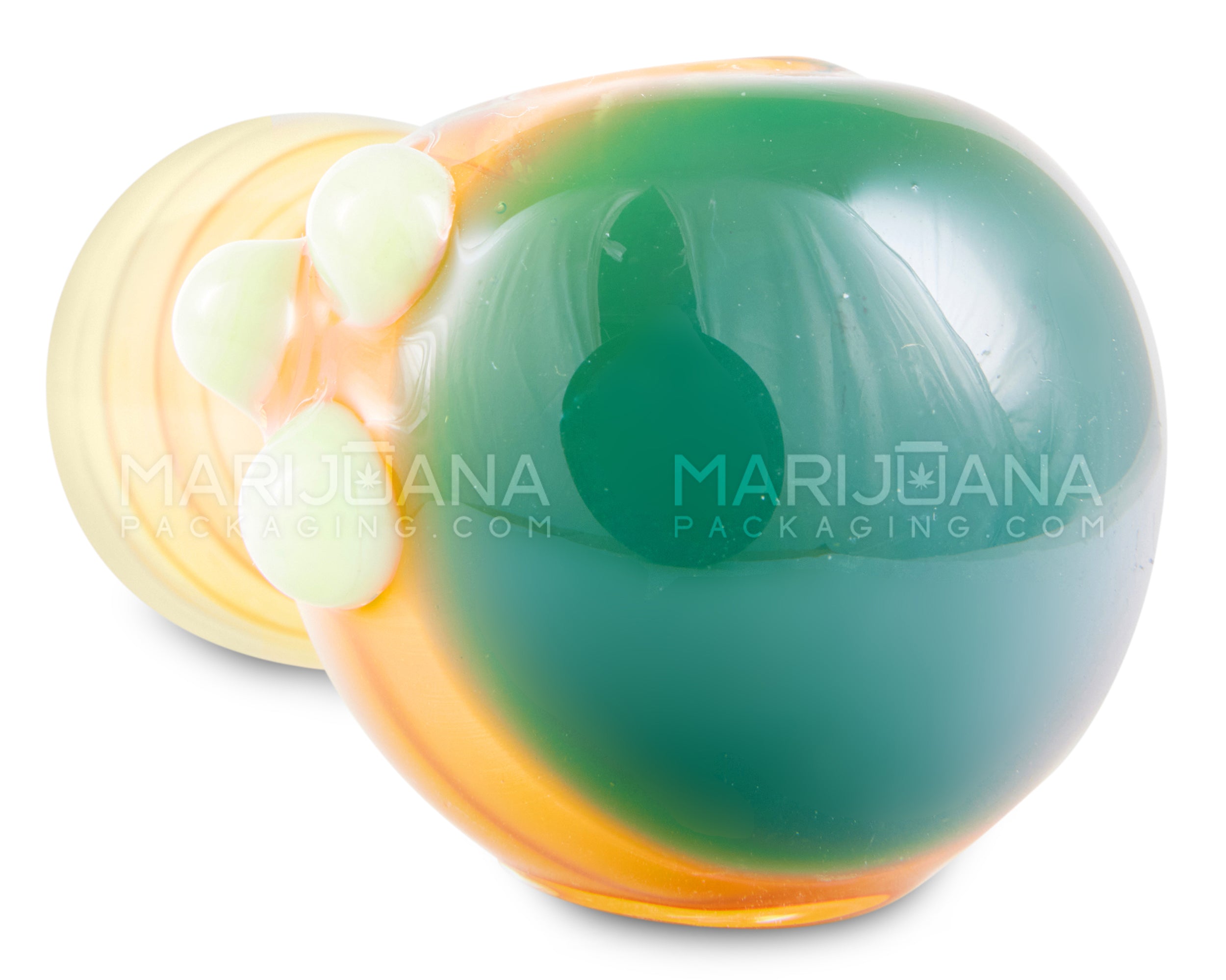 Spiral & Gold Fumed Spoon Hand Pipe w/ Triple Knockers & Colored Head | 4.5in Long - Glass - Assorted - 4