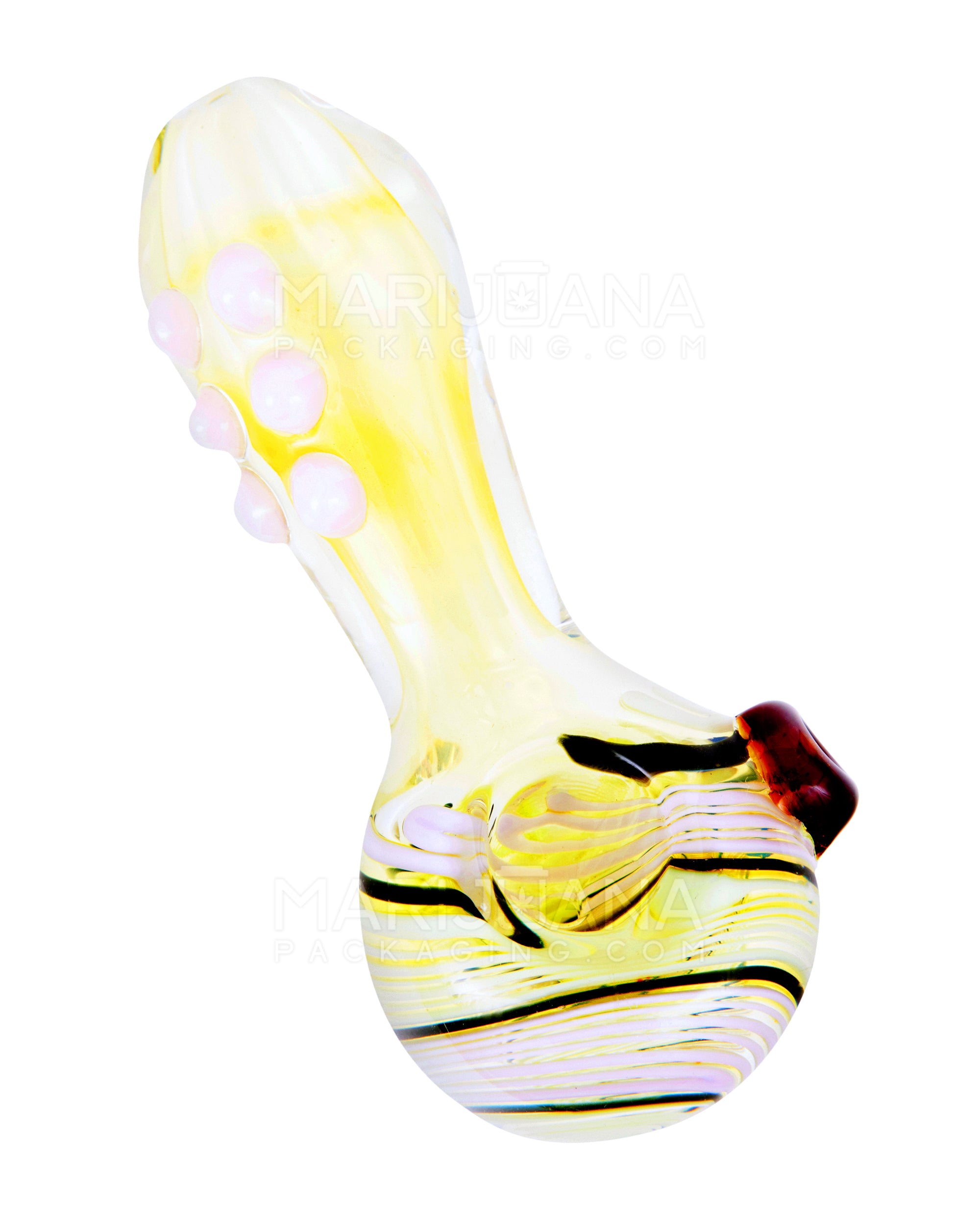 Swirl & Multi Fumed Spoon Hand Pipe w/ Multi Knockers | 5in Long - Glass - Assorted - 6