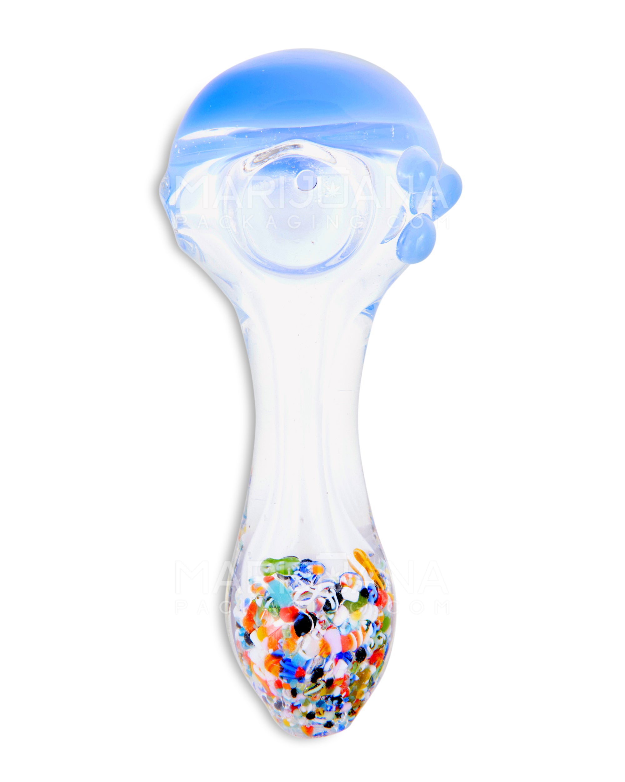 Fritted Mouthpiece Spoon Hand Pipe w/ Colored Head | 5in Long - Glass - Assorted - 2