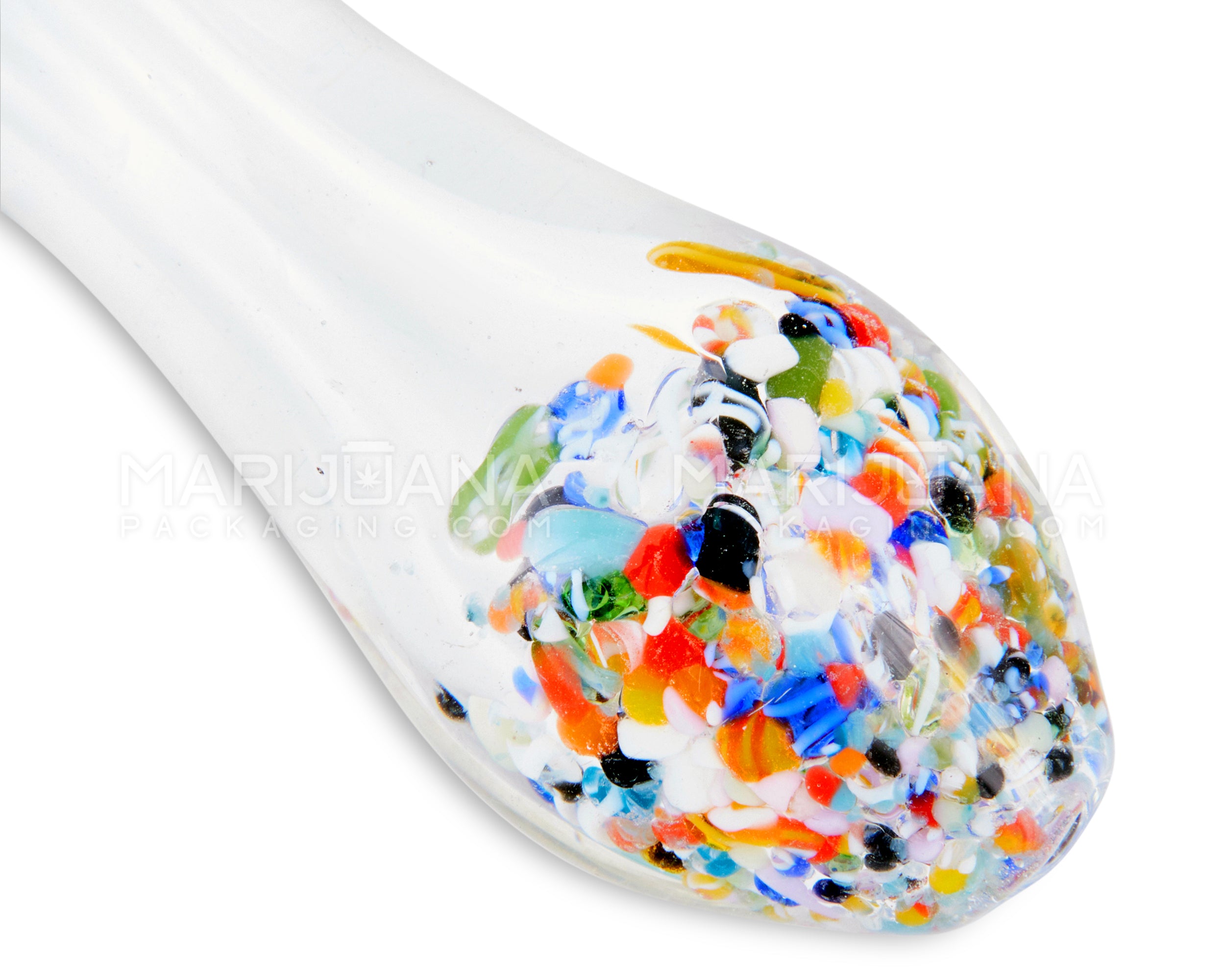 Fritted Mouthpiece Spoon Hand Pipe w/ Colored Head | 5in Long - Glass - Assorted - 3