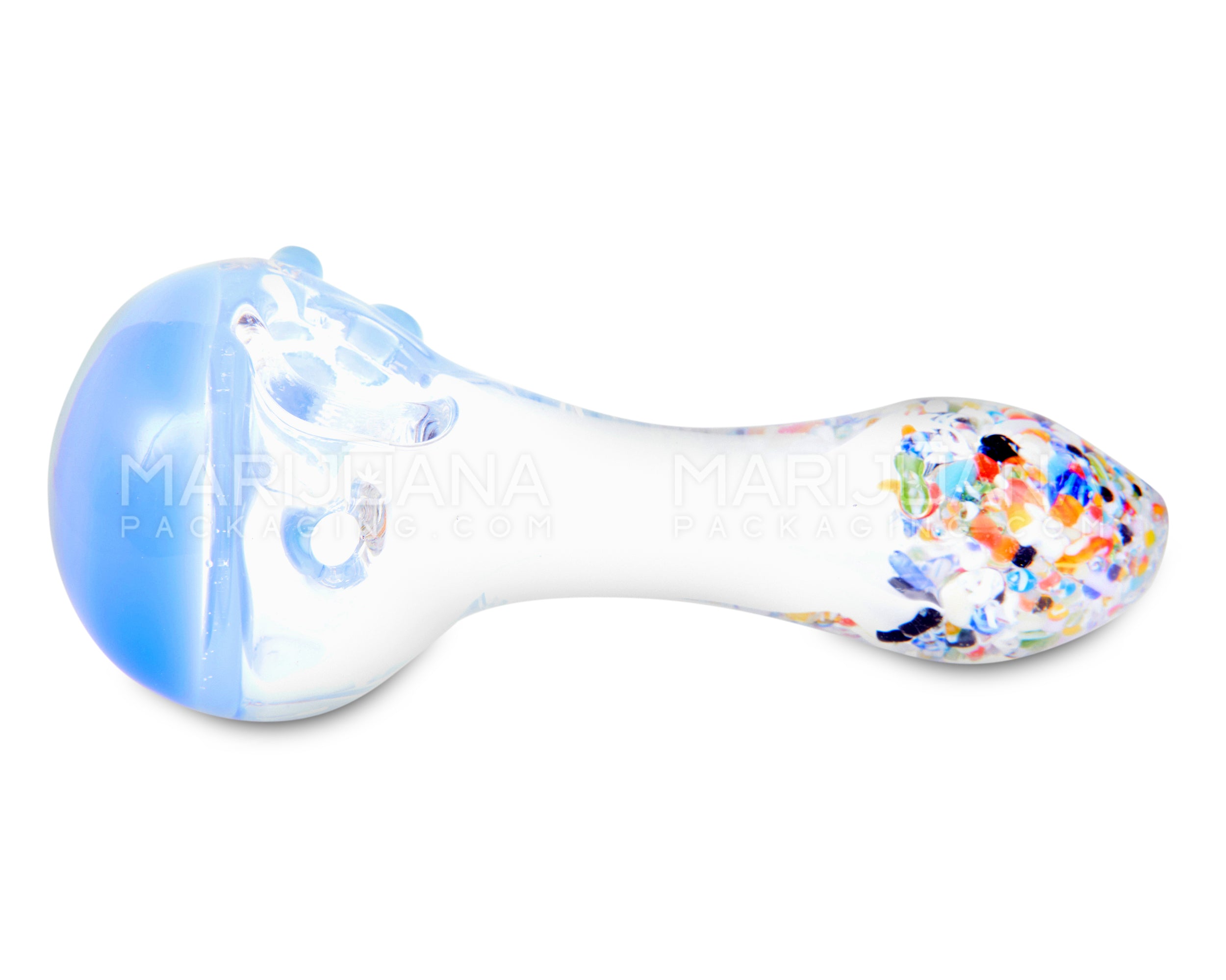 Fritted Mouthpiece Spoon Hand Pipe w/ Colored Head | 5in Long - Glass - Assorted - 5