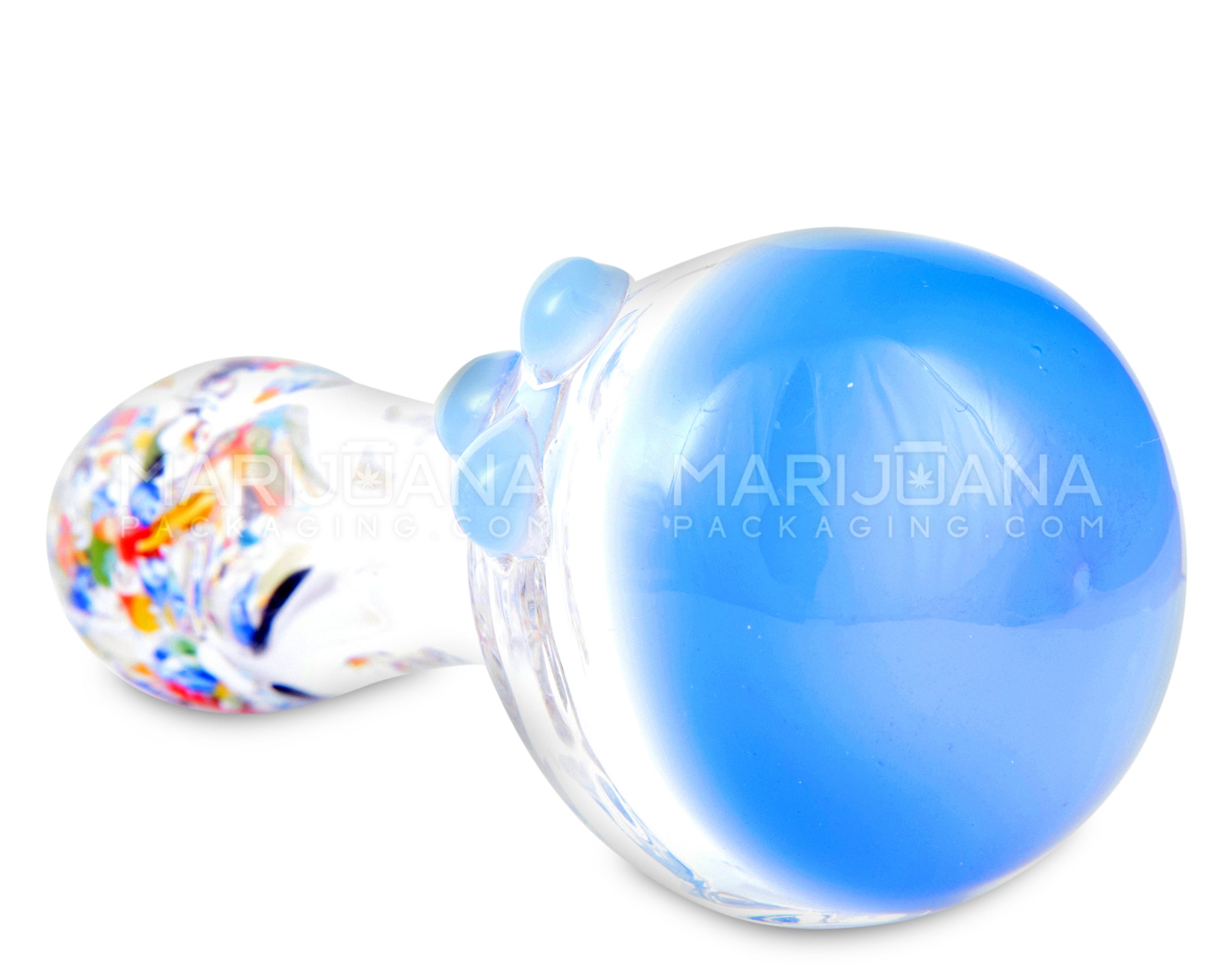 Fritted Mouthpiece Spoon Hand Pipe w/ Colored Head | 5in Long - Glass - Assorted - 4