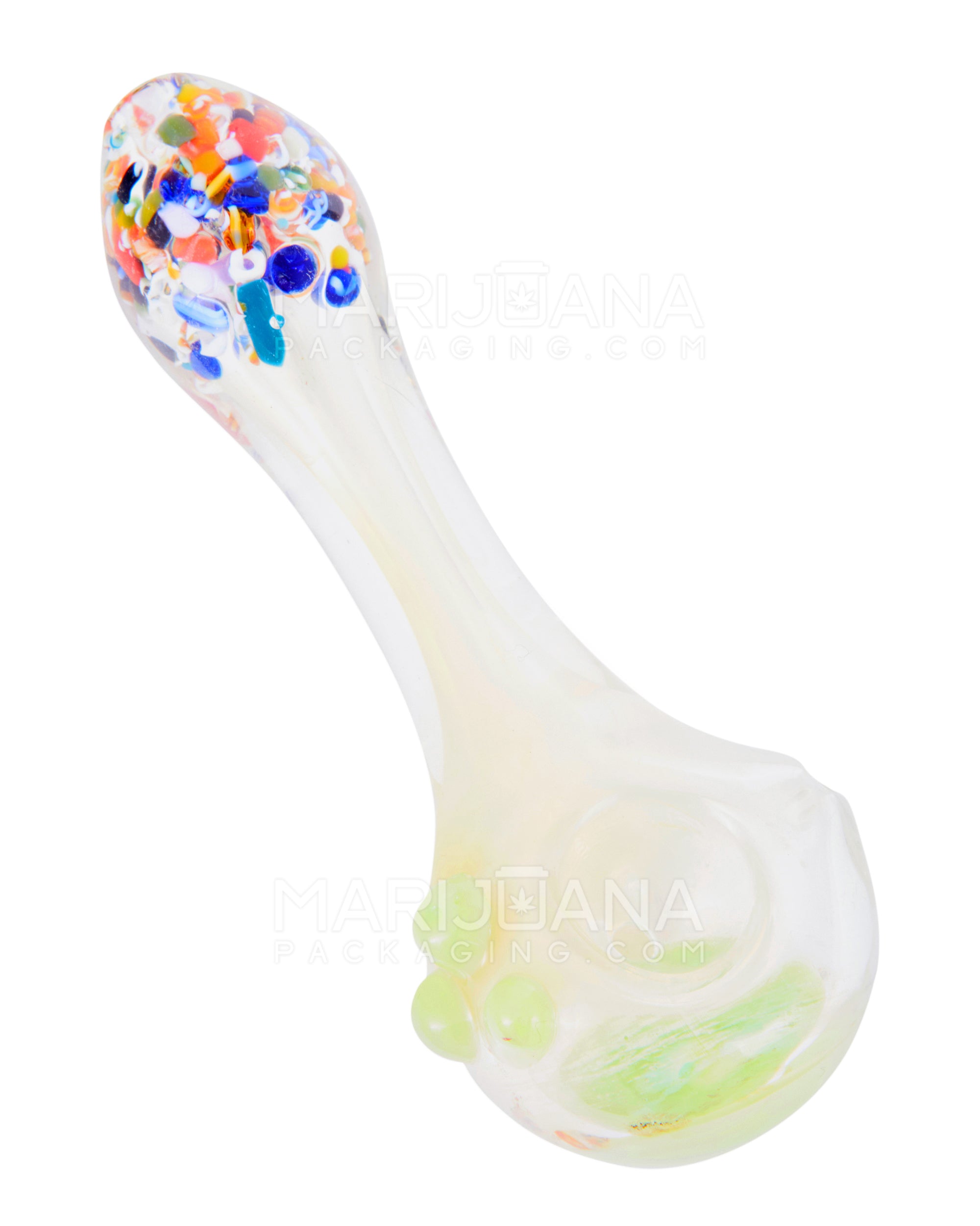 Fritted Mouthpiece Spoon Hand Pipe w/ Colored Head | 5in Long - Glass - Assorted - 6