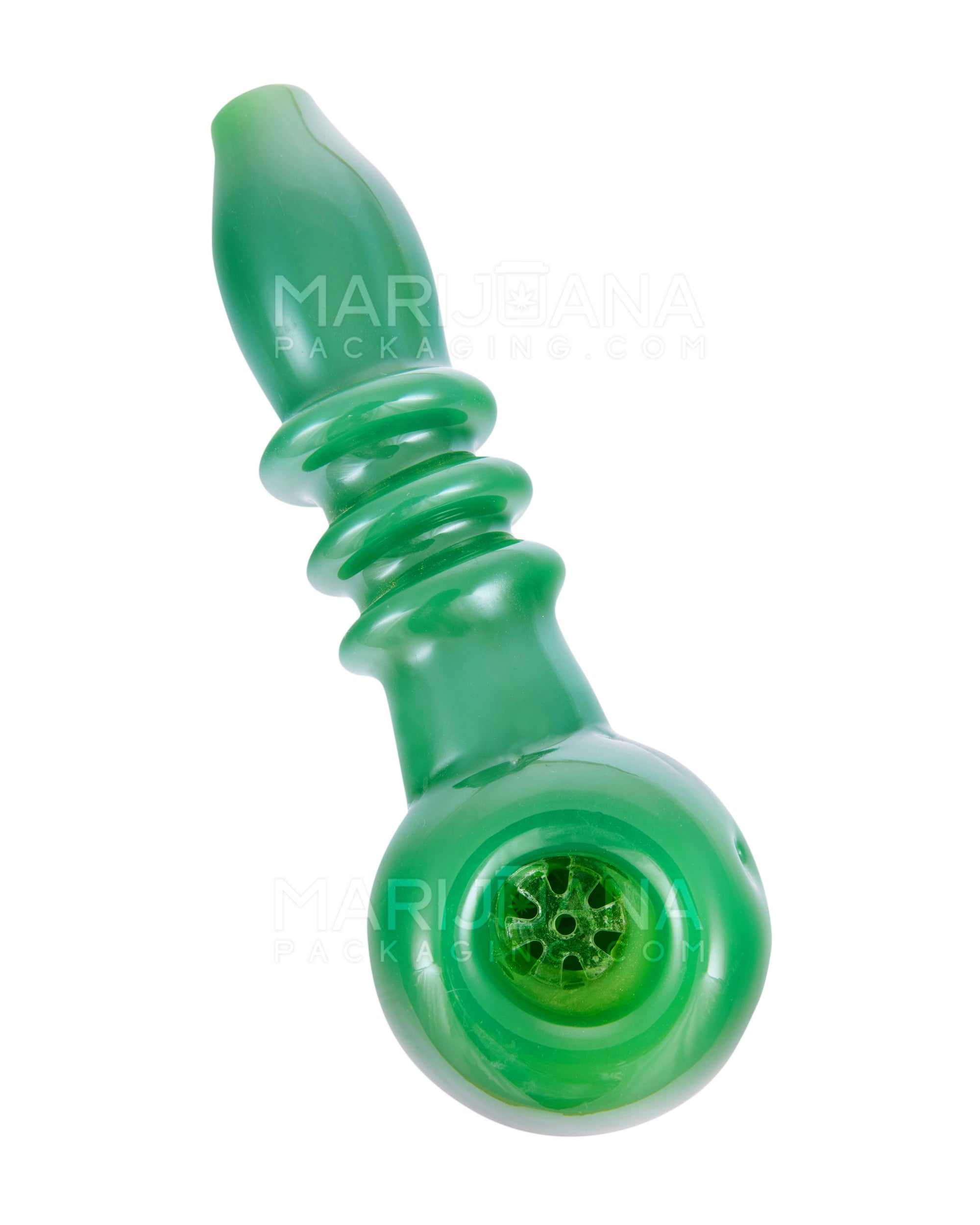 Honeycomb Bowl Painted Triple Ringed Spoon Hand Pipe | 5in Long - Glass - Assorted - 1