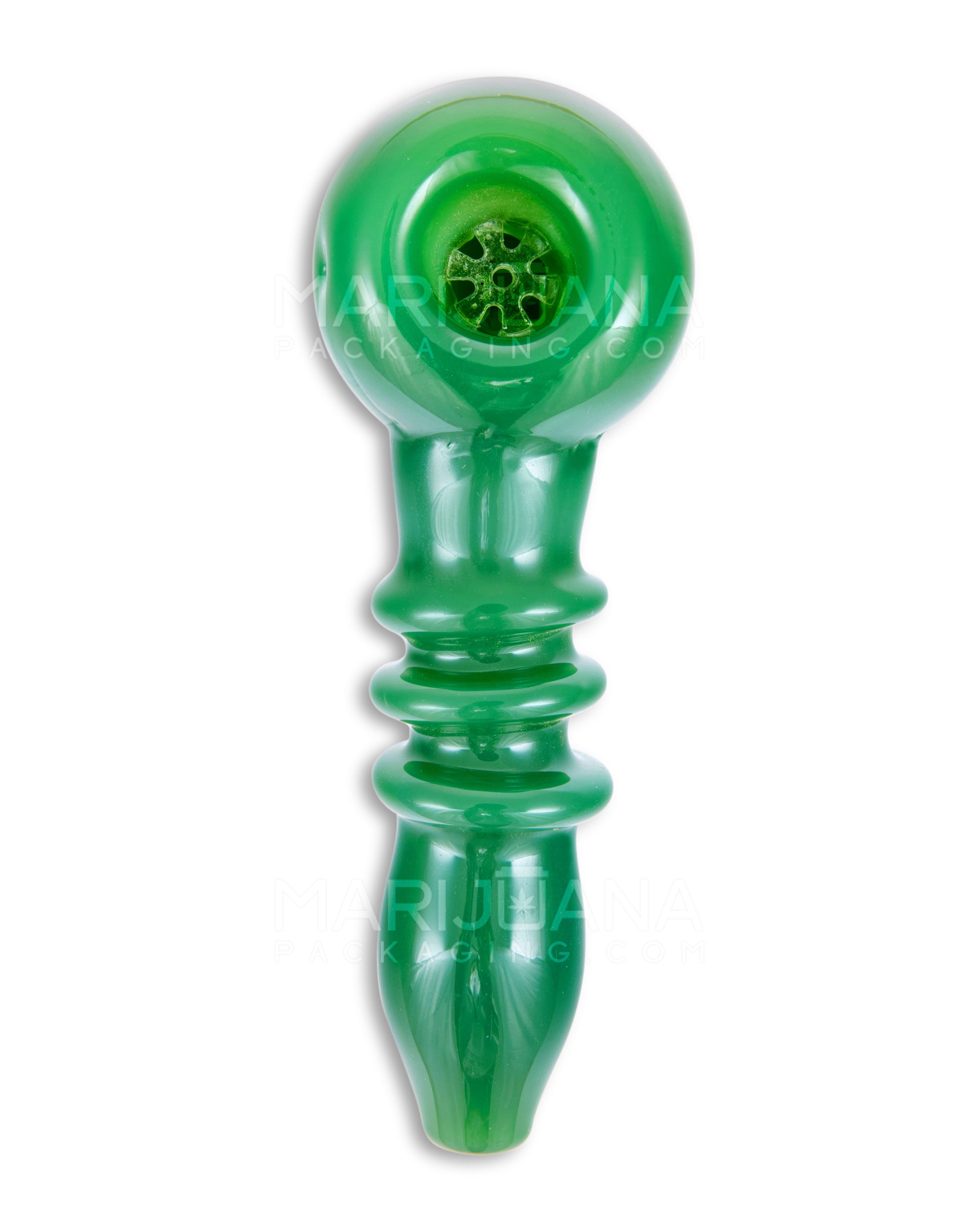 Honeycomb Bowl Painted Triple Ringed Spoon Hand Pipe | 5in Long - Glass - Assorted - 2