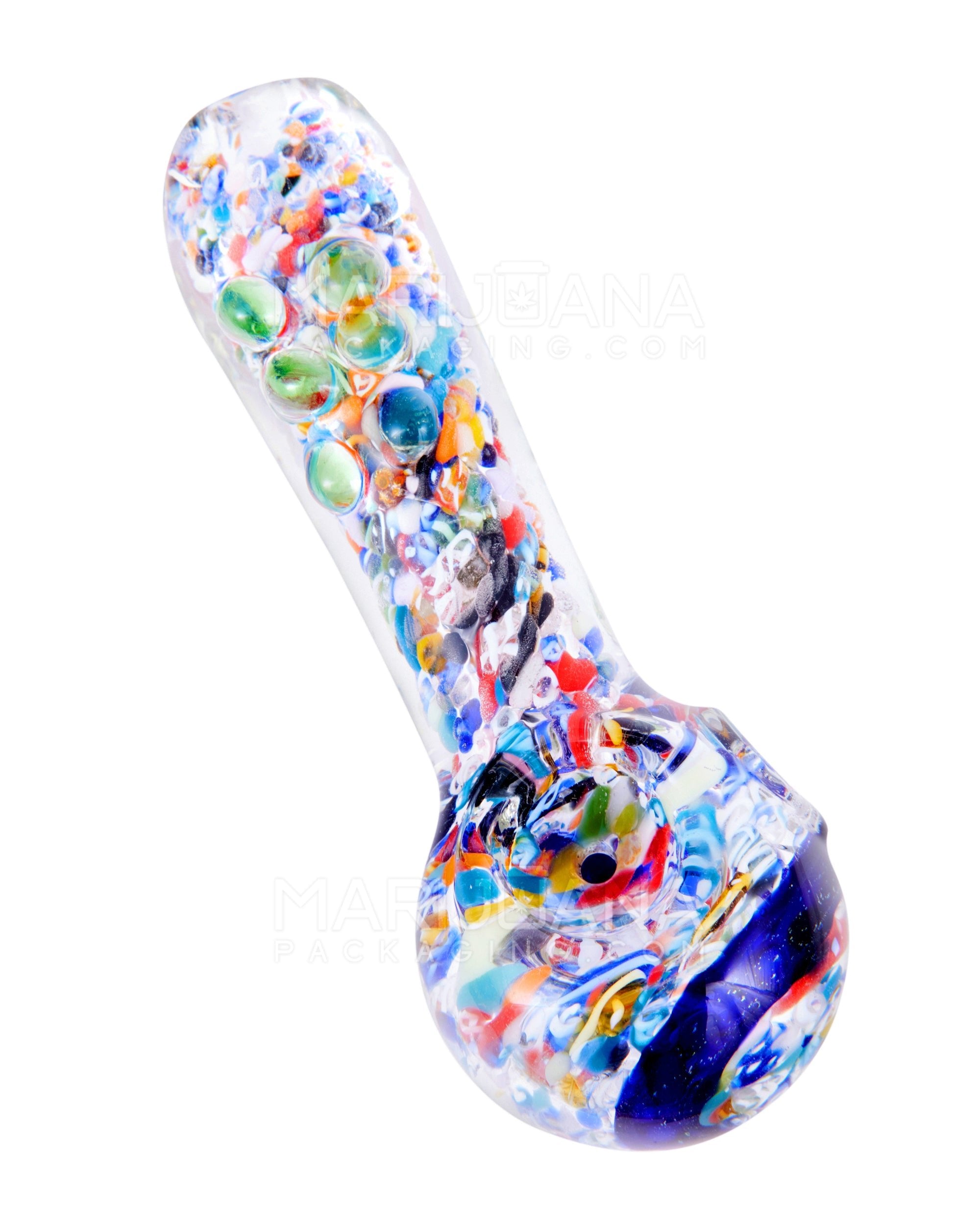 Frit & Dichro Spoon Hand Pipe w/ Multi Knockers | 4.5in Long - Glass - Assorted - 6