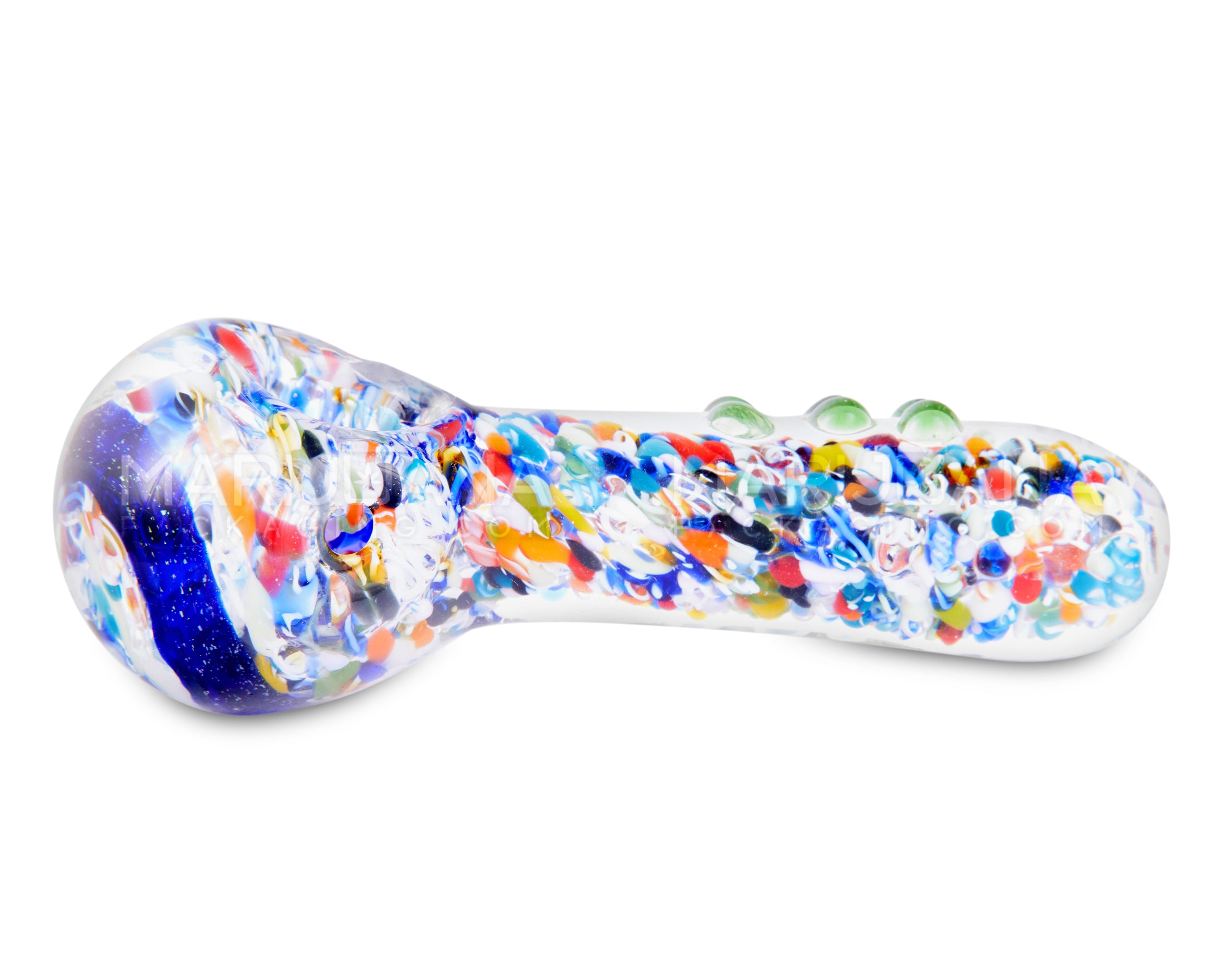 Frit & Dichro Spoon Hand Pipe w/ Multi Knockers | 4.5in Long - Glass - Assorted - 5