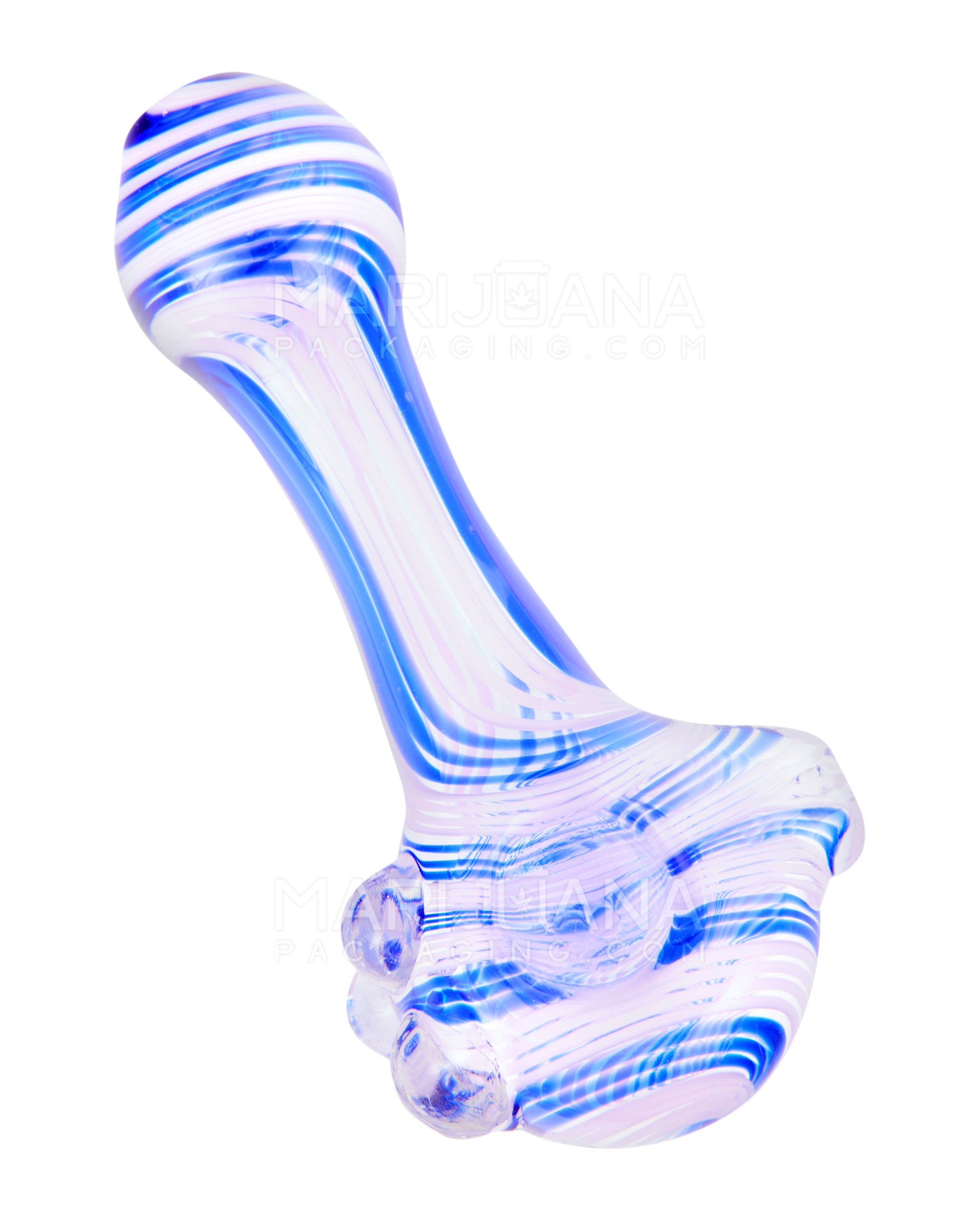 Swirl Spoon Hand Pipe w/ Triple Knockers | 5in Long - Glass - Assorted - 1