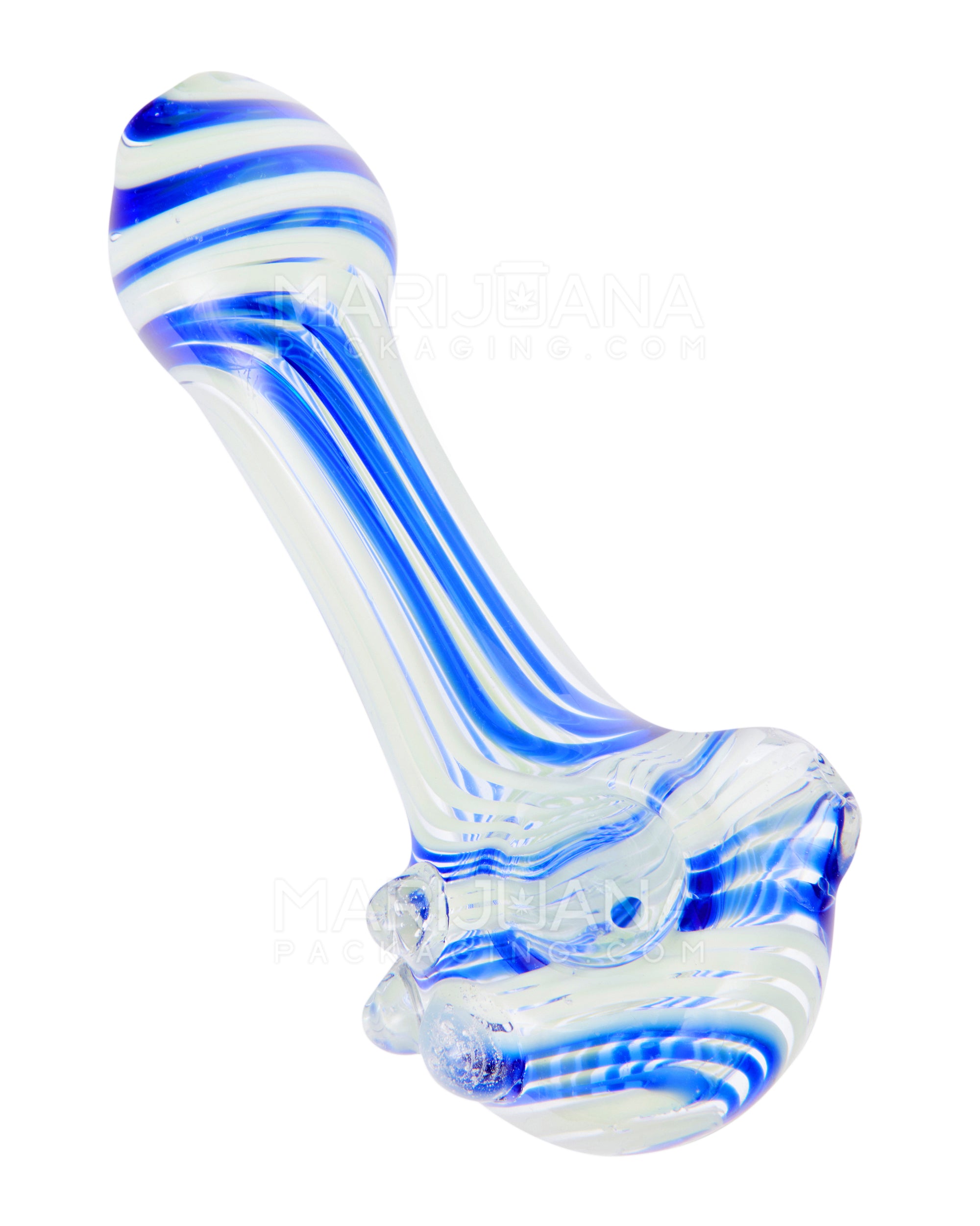 Swirl Spoon Hand Pipe w/ Triple Knockers | 5in Long - Glass - Assorted - 6