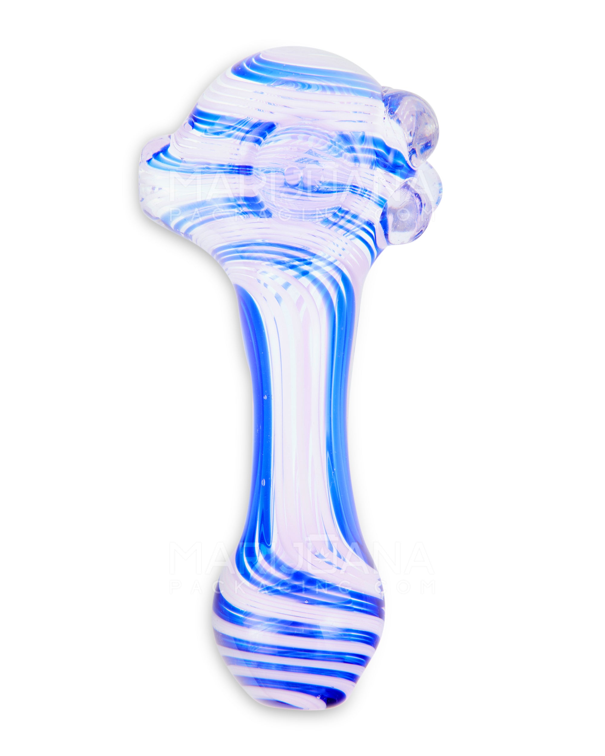 Swirl Spoon Hand Pipe w/ Triple Knockers | 5in Long - Glass - Assorted - 2