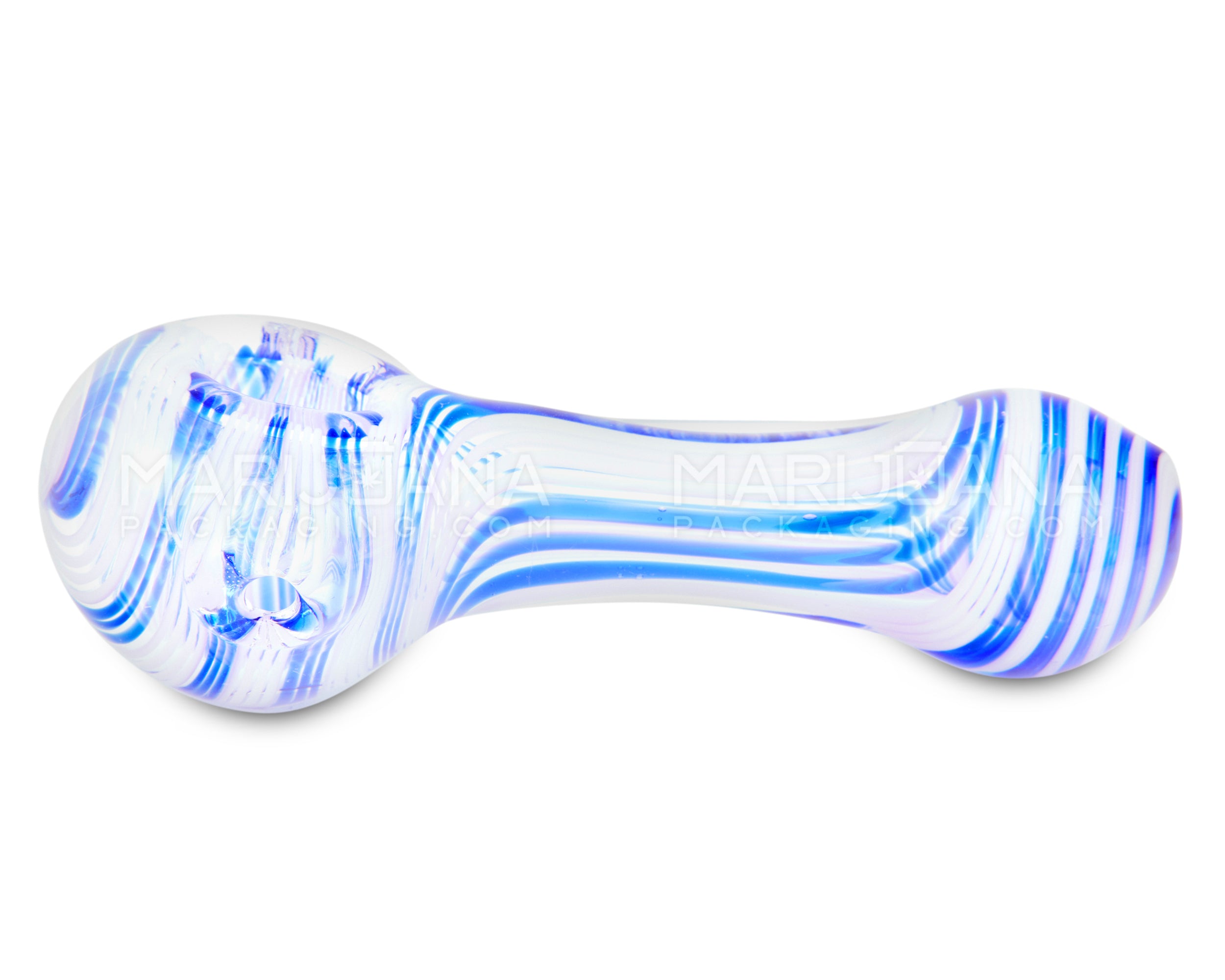 Swirl Spoon Hand Pipe w/ Triple Knockers | 5in Long - Glass - Assorted - 5