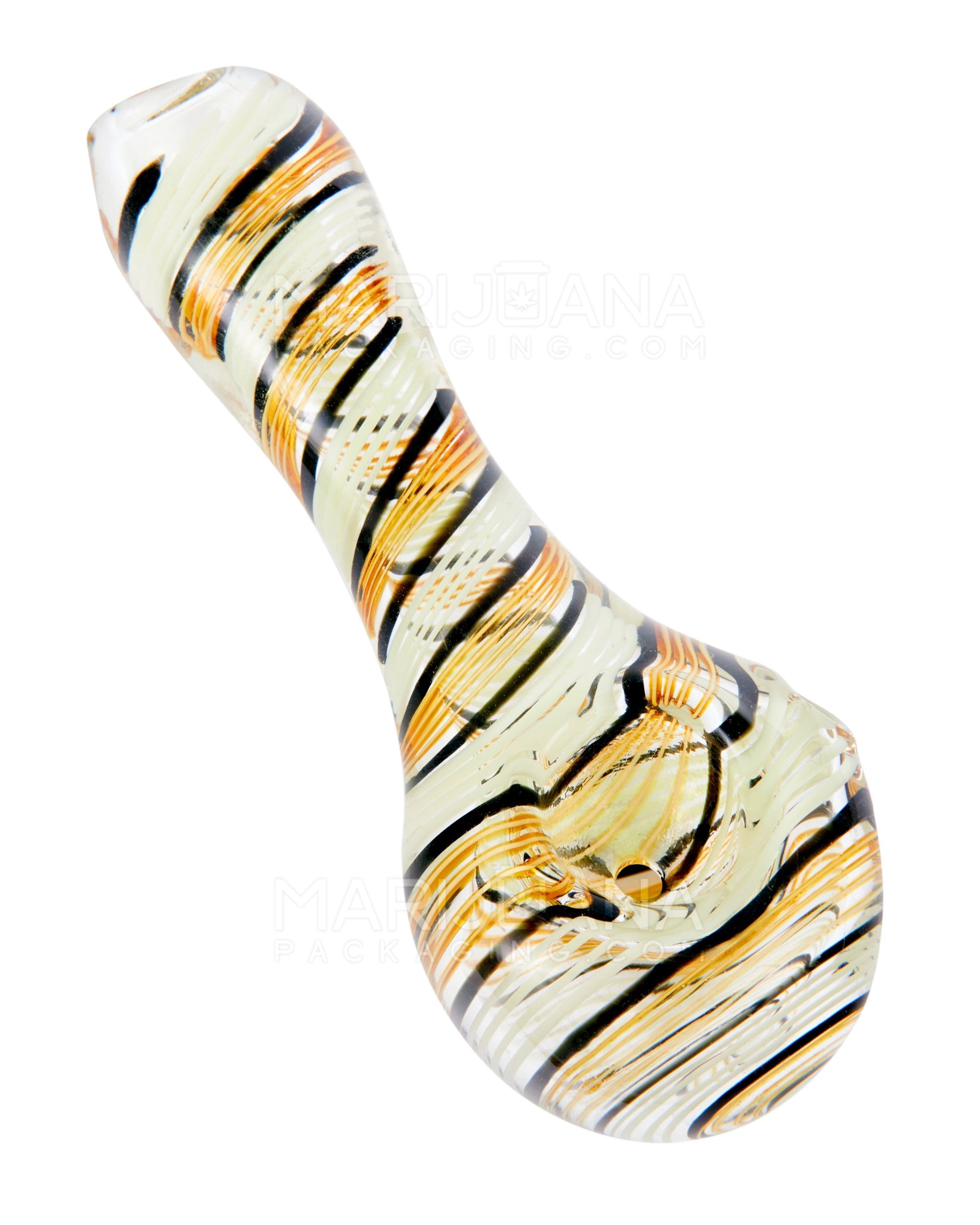 Spiral & Striped Spoon Hand Pipe | 4in Long - Glass - Assorted - 6