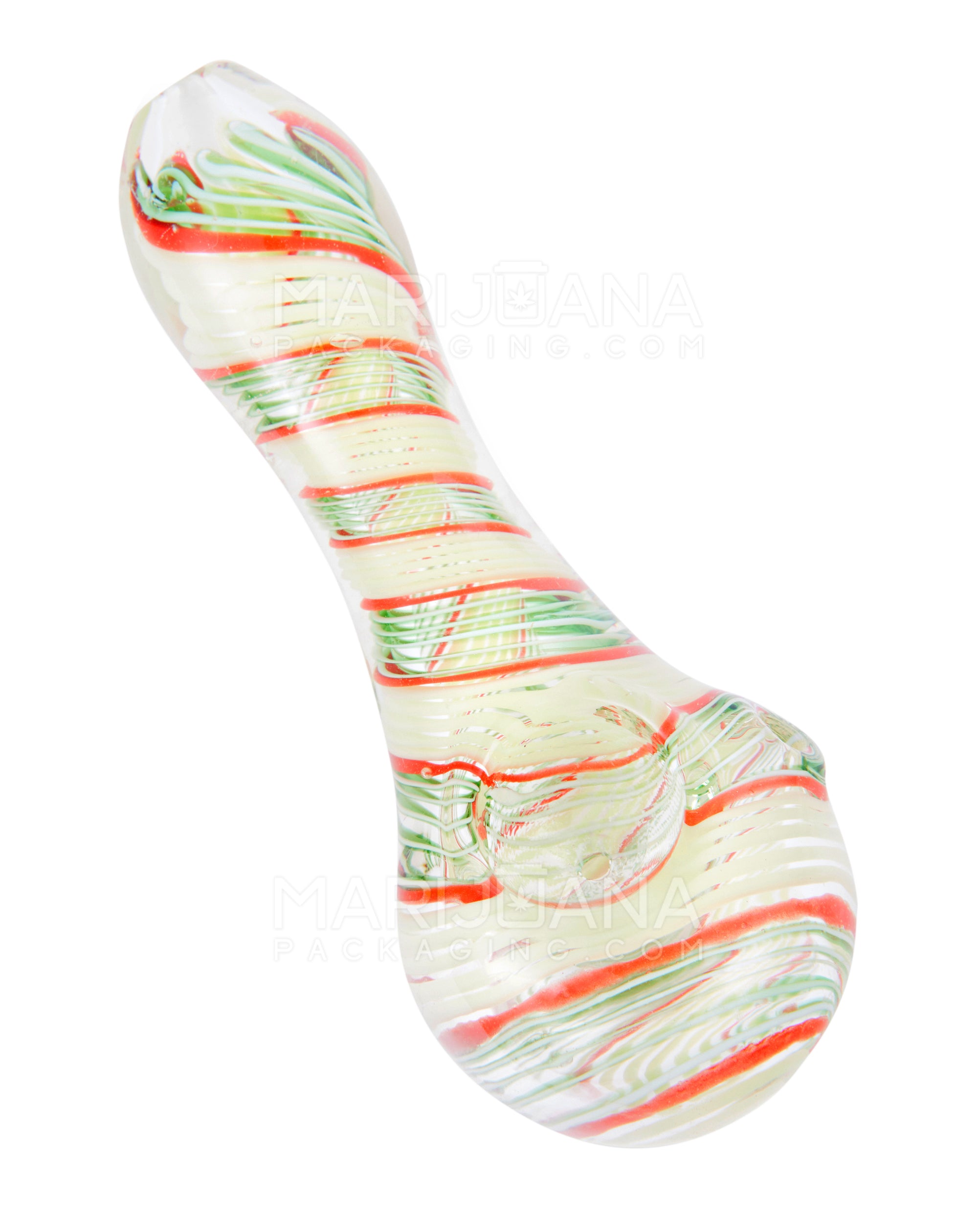Spiral & Striped Spoon Hand Pipe | 4in Long - Glass - Assorted - 1