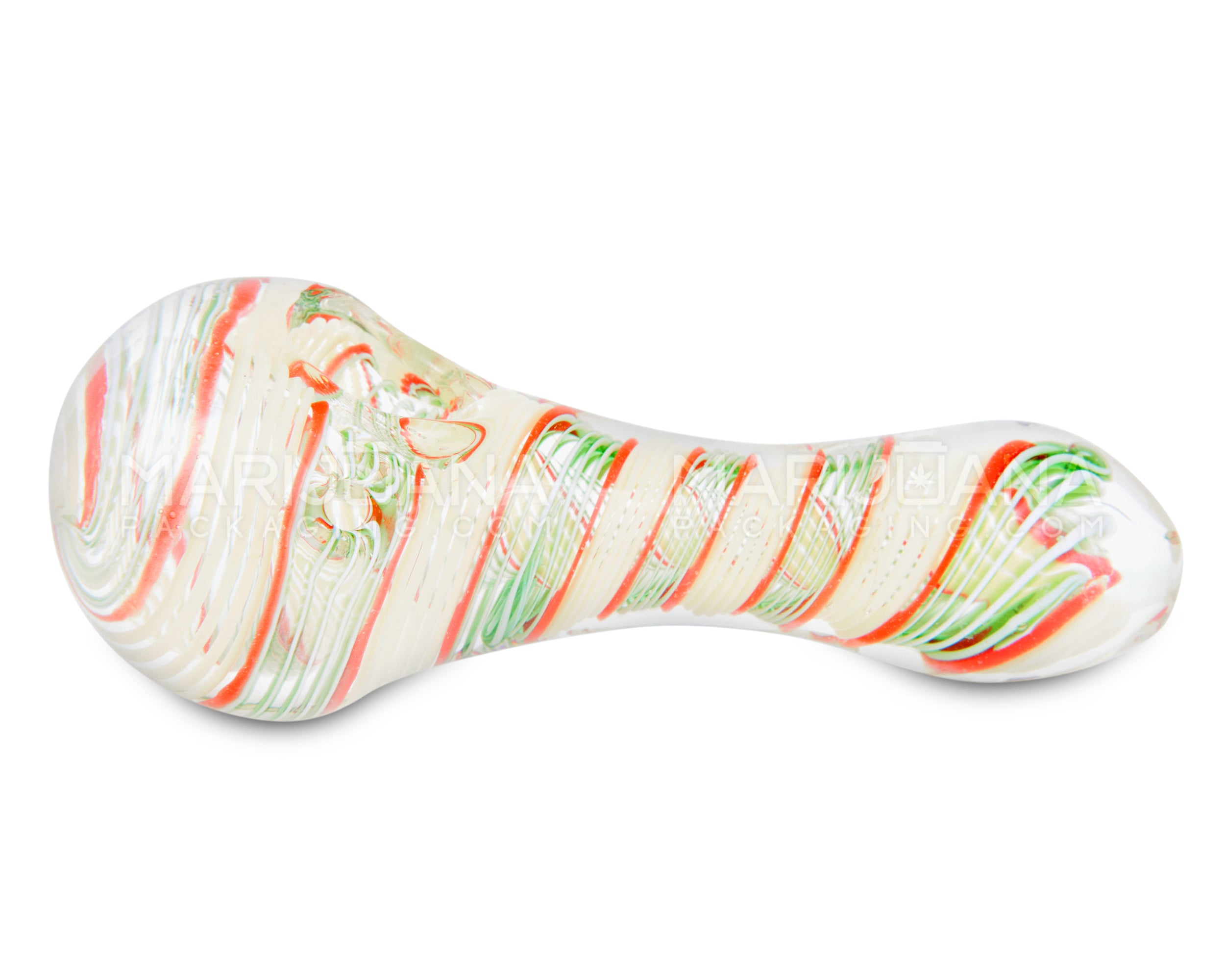 Spiral & Striped Spoon Hand Pipe | 4in Long - Glass - Assorted - 5