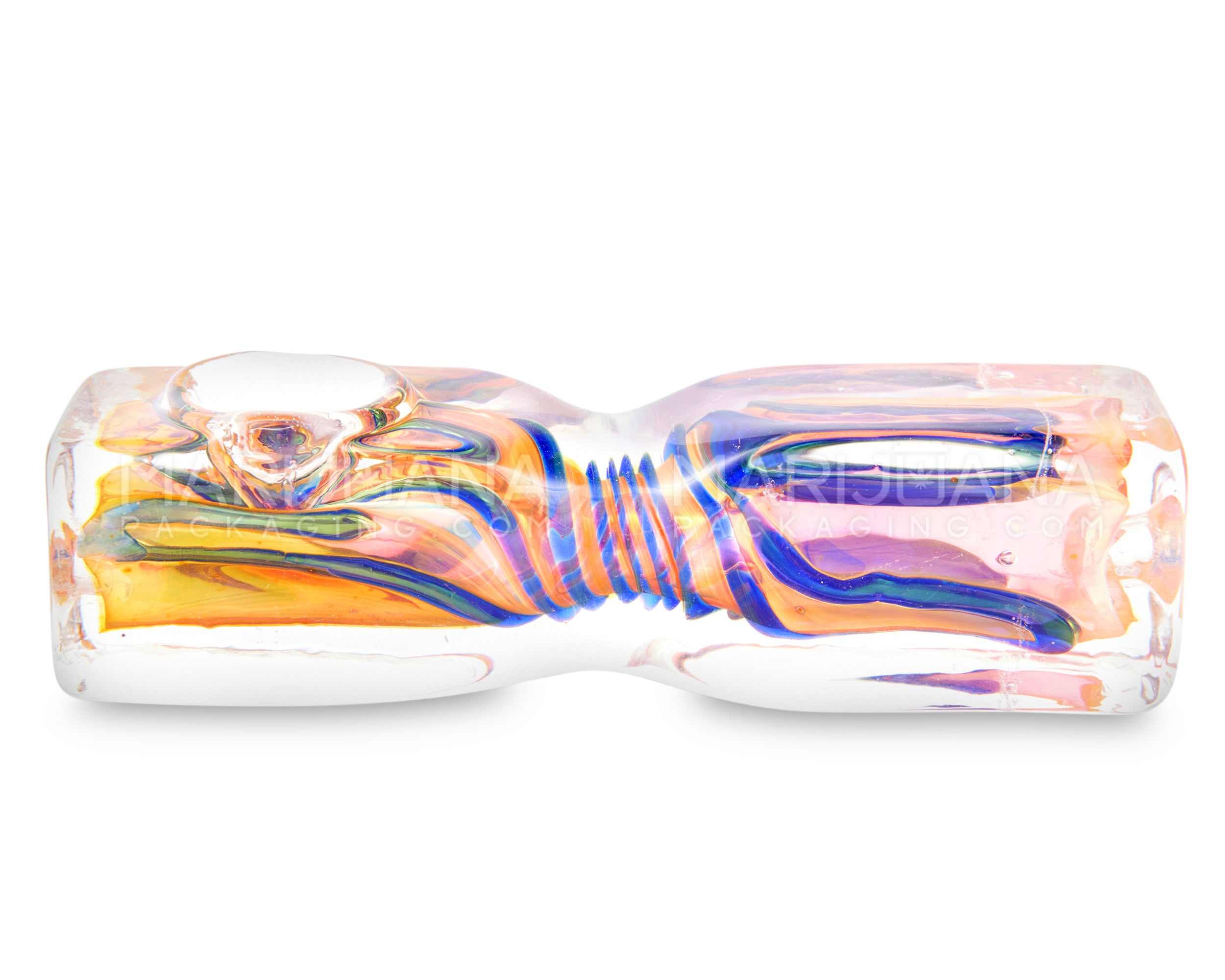 Swirl & Mixed Fumed Double Ended Rectangular Hand Pipe | 4.5in Long - Glass - Assorted - 5