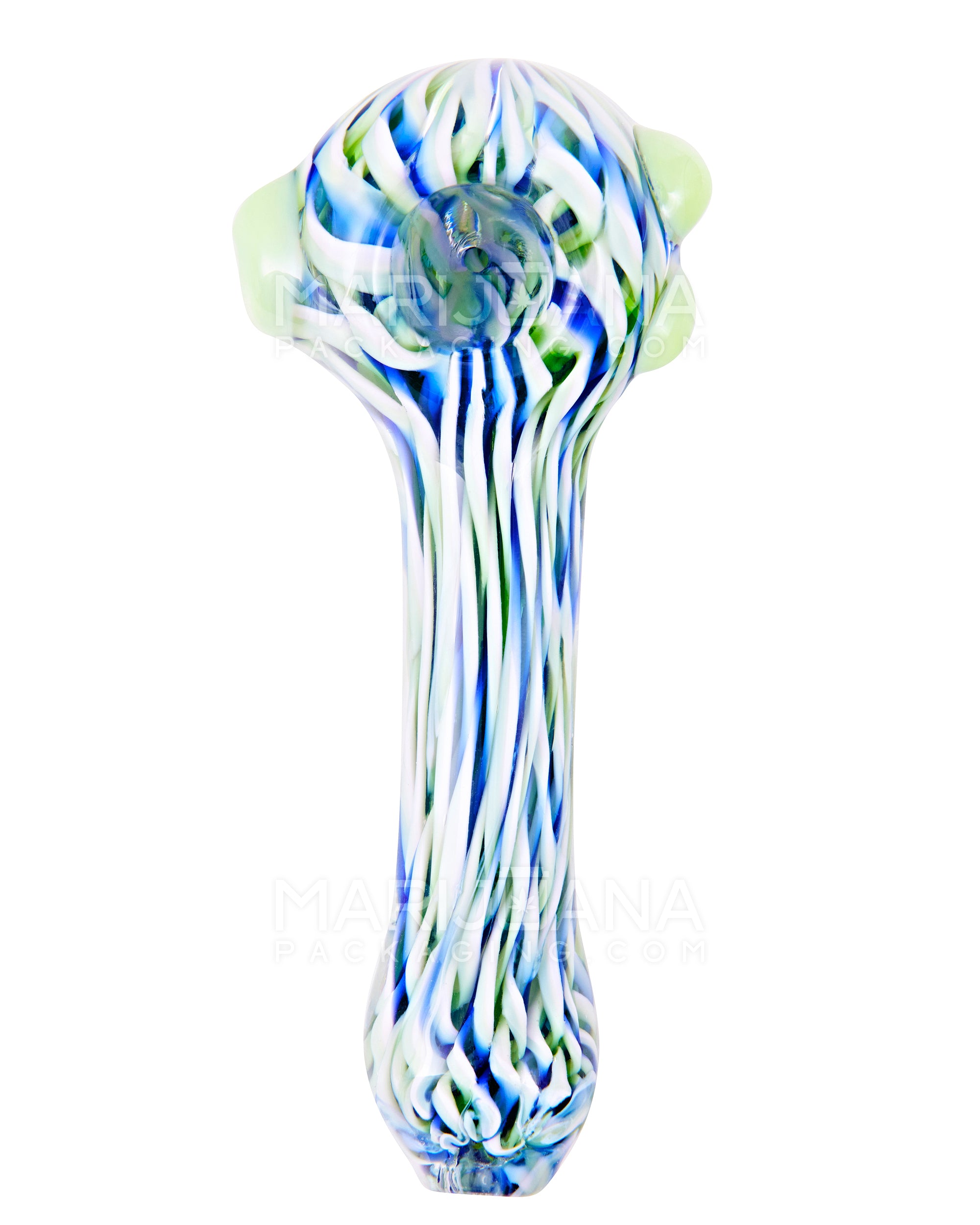 Ribbon Pulled Spoon Hand Pipe w/ Double Knockers | 5in Long - Glass - Assorted - 2