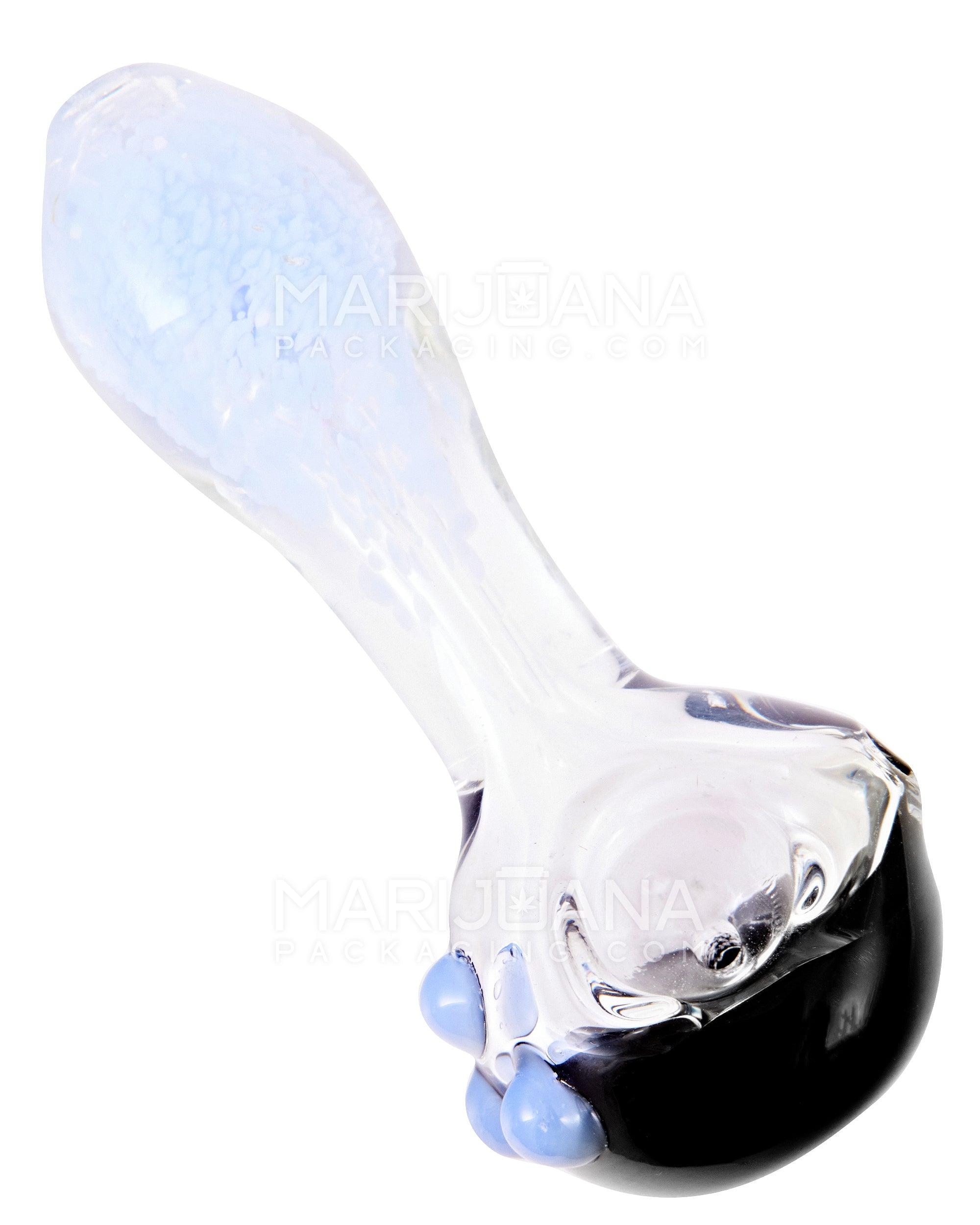 Frit Spoon Hand Pipe w/ Painted Head & Triple Knockers | 4.5in Long - Glass - Assorted - 1
