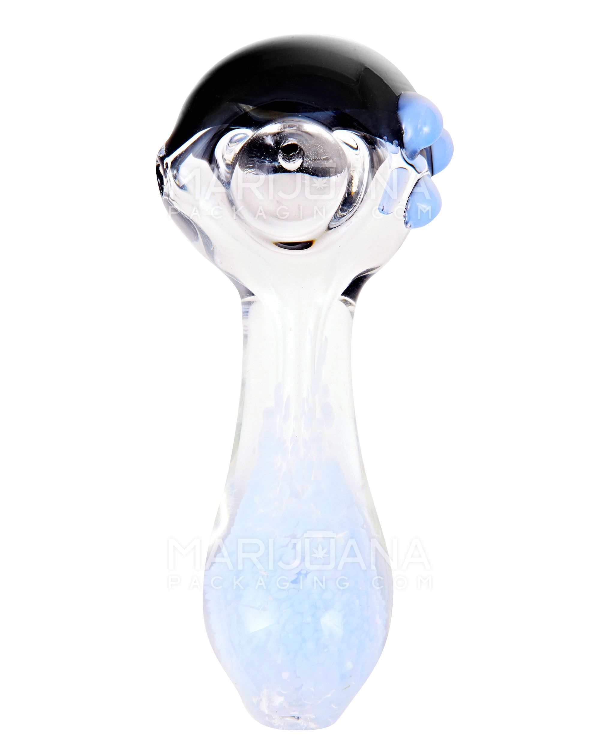Frit Spoon Hand Pipe w/ Painted Head & Triple Knockers | 4.5in Long - Glass - Assorted - 2